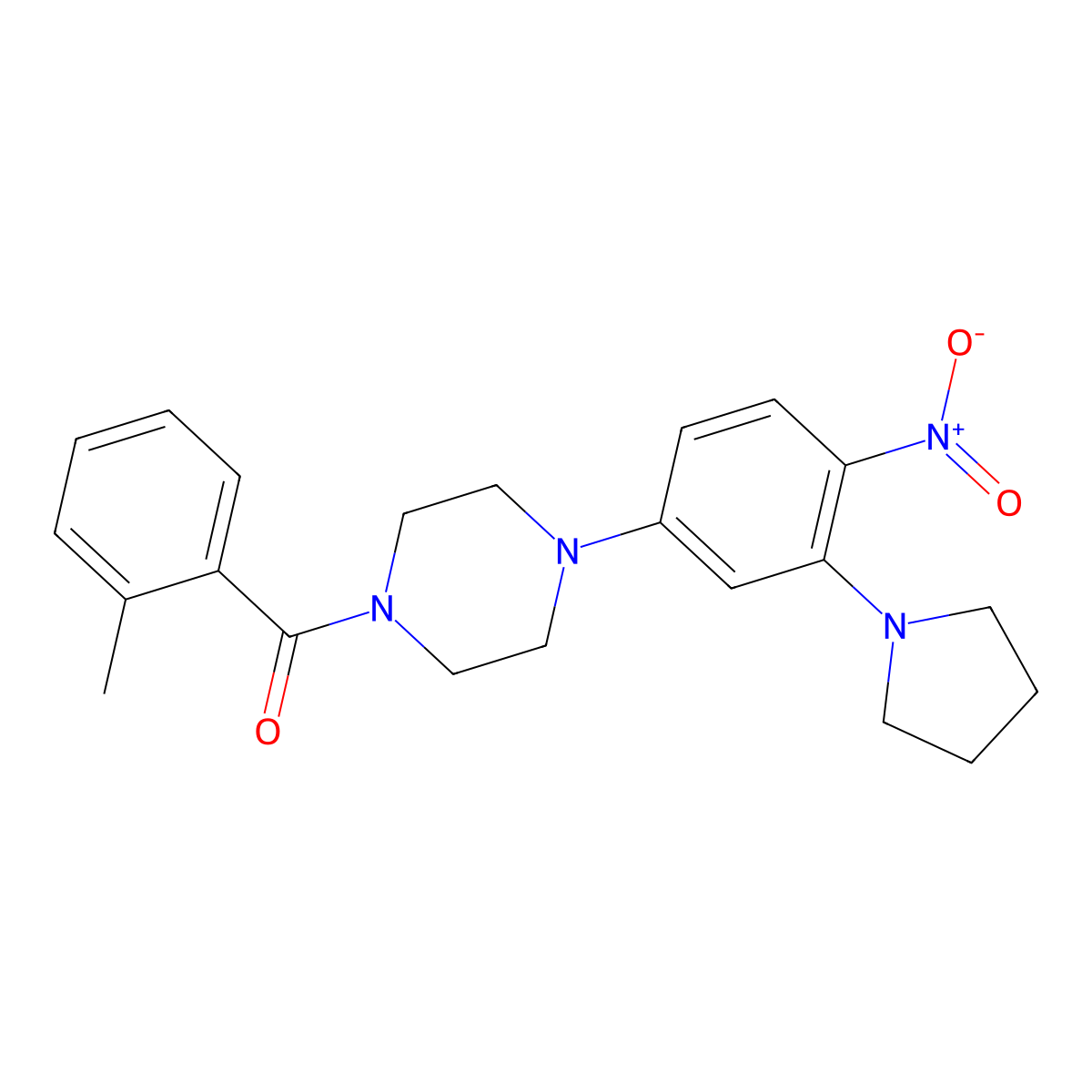 (2-Methylphenyl)-[4-(4-nitro-3-pyrrolidin-1-ylphenyl)piperazin-1-yl]methanone molecular structure, CAS 662163-83-9
