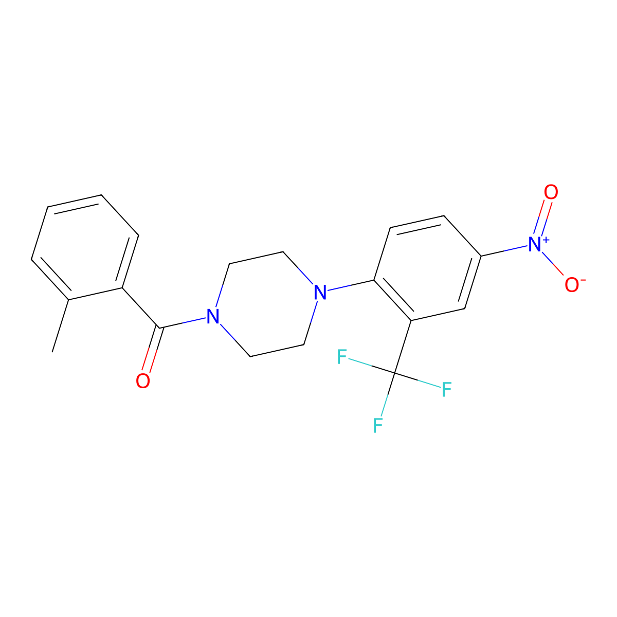 (2-Methylphenyl)-[4-[4-nitro-2-(trifluoromethyl)phenyl]piperazin-1-yl]methanone molecular structure, CAS 662163-84-0