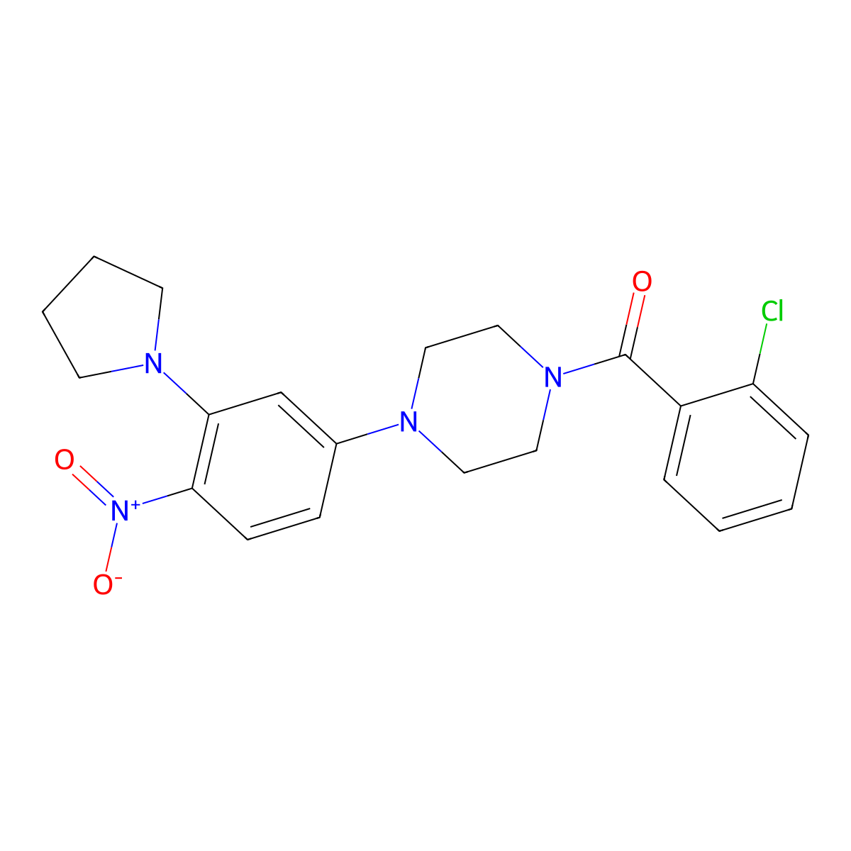 (2-Chlorophenyl)-[4-(4-nitro-3-pyrrolidin-1-ylphenyl)piperazin-1-yl]methanone molecular structure, CAS 662163-85-1