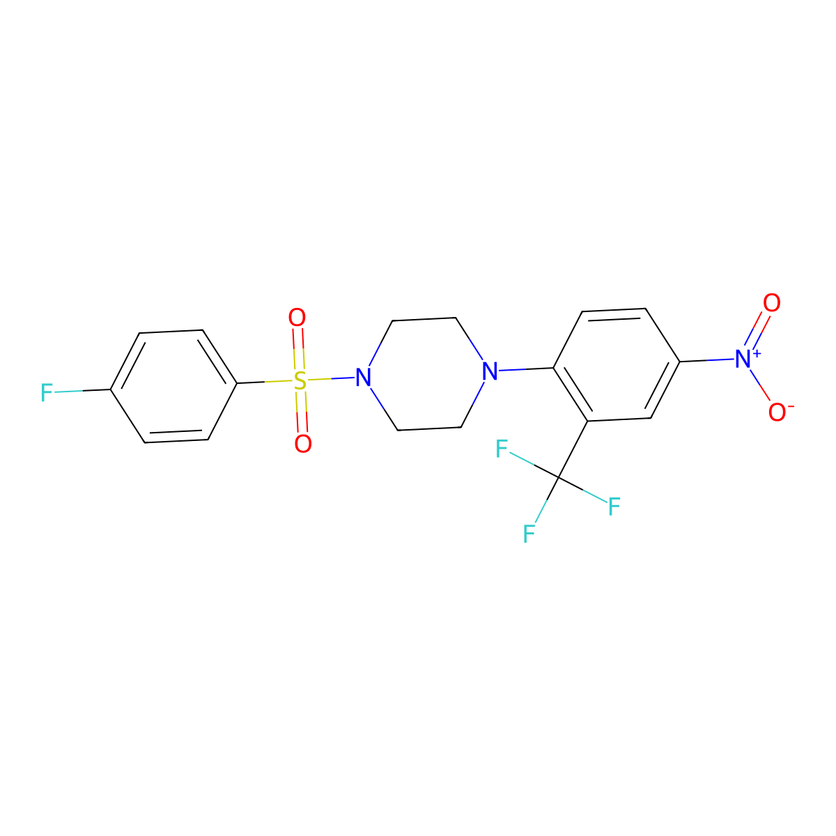 1-(4-Fluorophenyl)sulfonyl-4-[4-nitro-2-(trifluoromethyl)phenyl]piperazine molecular structure, CAS 662164-03-6
