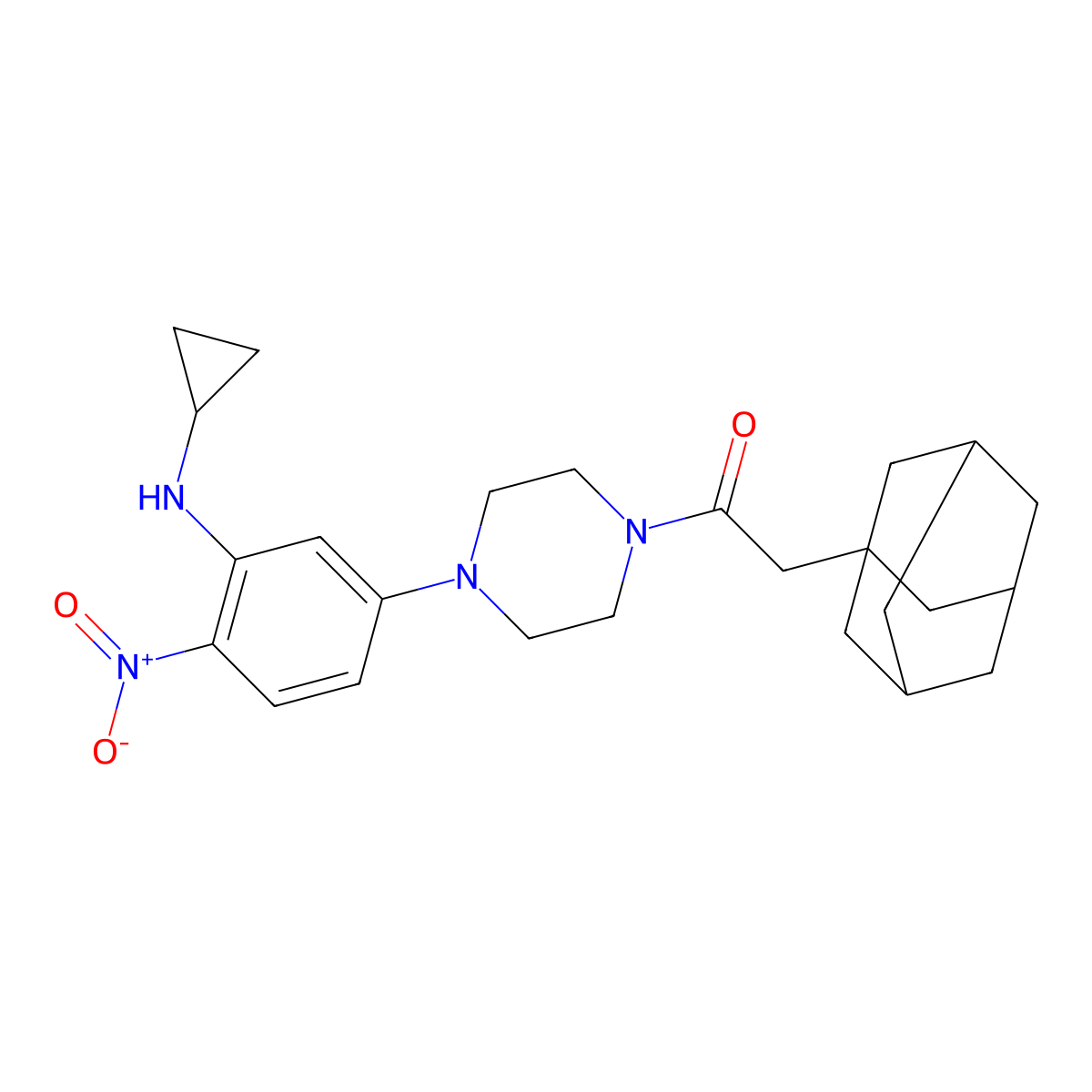 2-(1-Adamantyl)-1-[4-[3-(cyclopropylamino)-4-nitrophenyl]piperazin-1-yl]ethanone molecular structure, CAS 662164-04-7