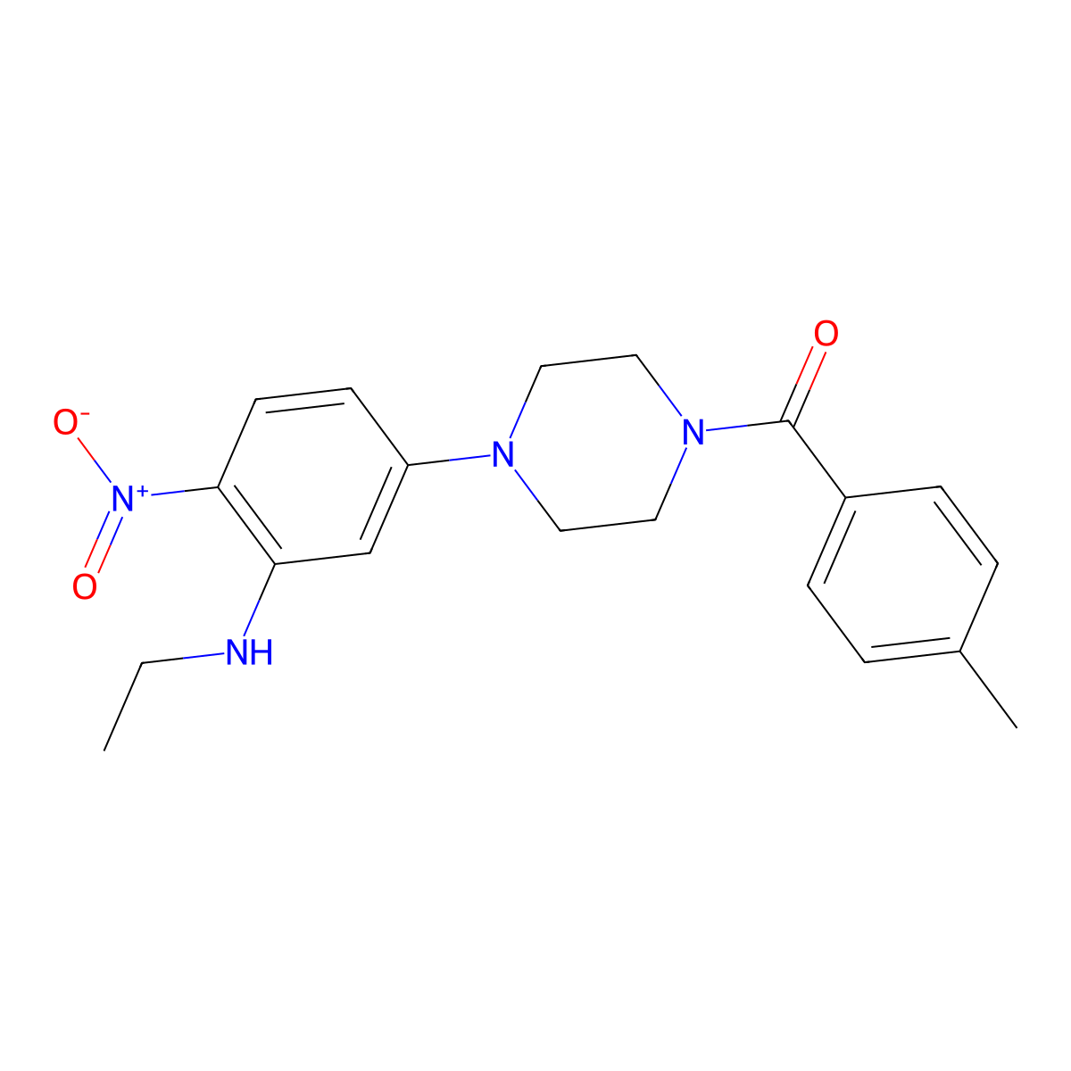 [4-[3-(Ethylamino)-4-nitrophenyl]piperazin-1-yl]-(4-methylphenyl)methanone molecular structure, CAS 662164-17-2