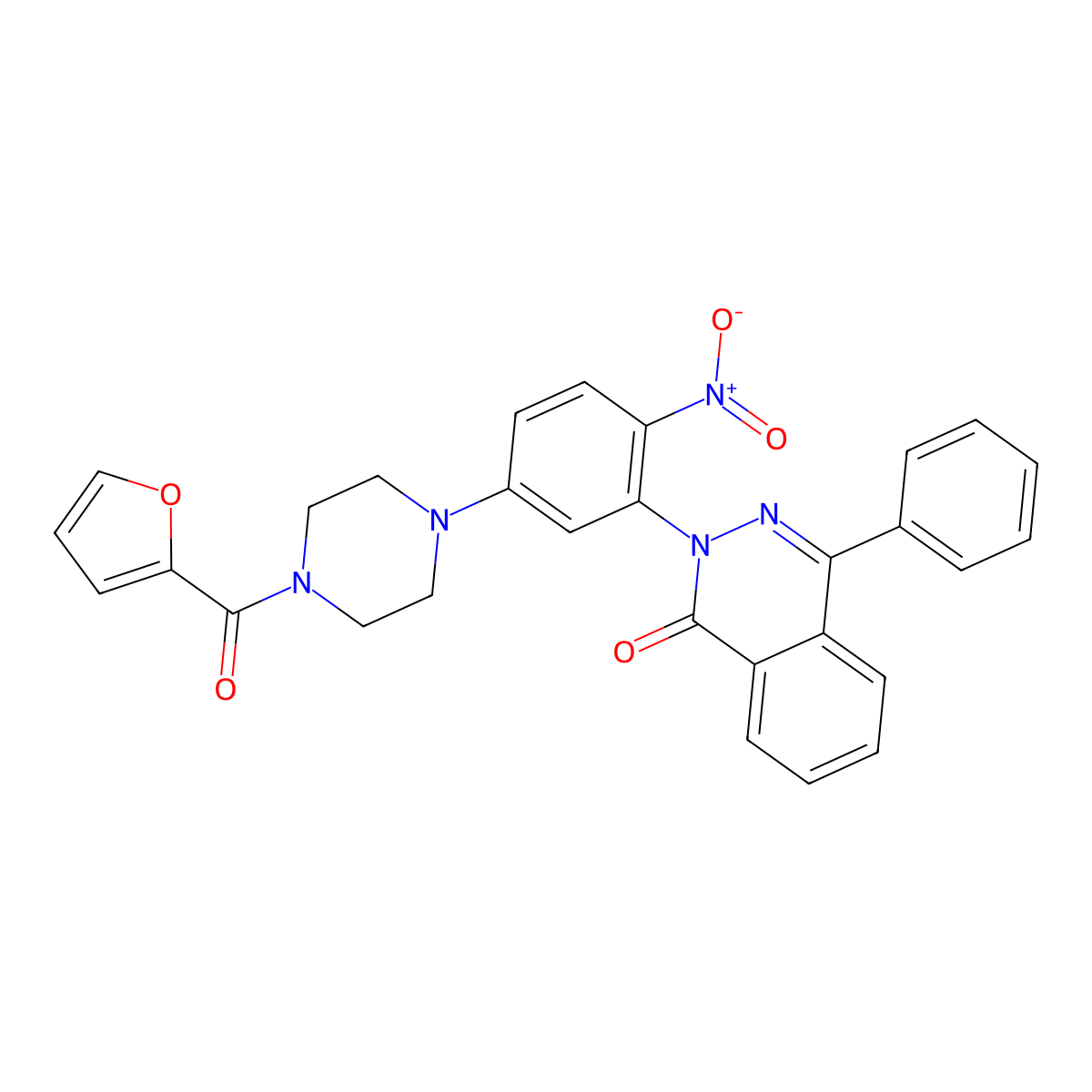 2-[5-[4-(Furan-2-carbonyl)piperazin-1-yl]-2-nitrophenyl]-4-phenylphthalazin-1-one molecular structure, CAS 662164-22-9