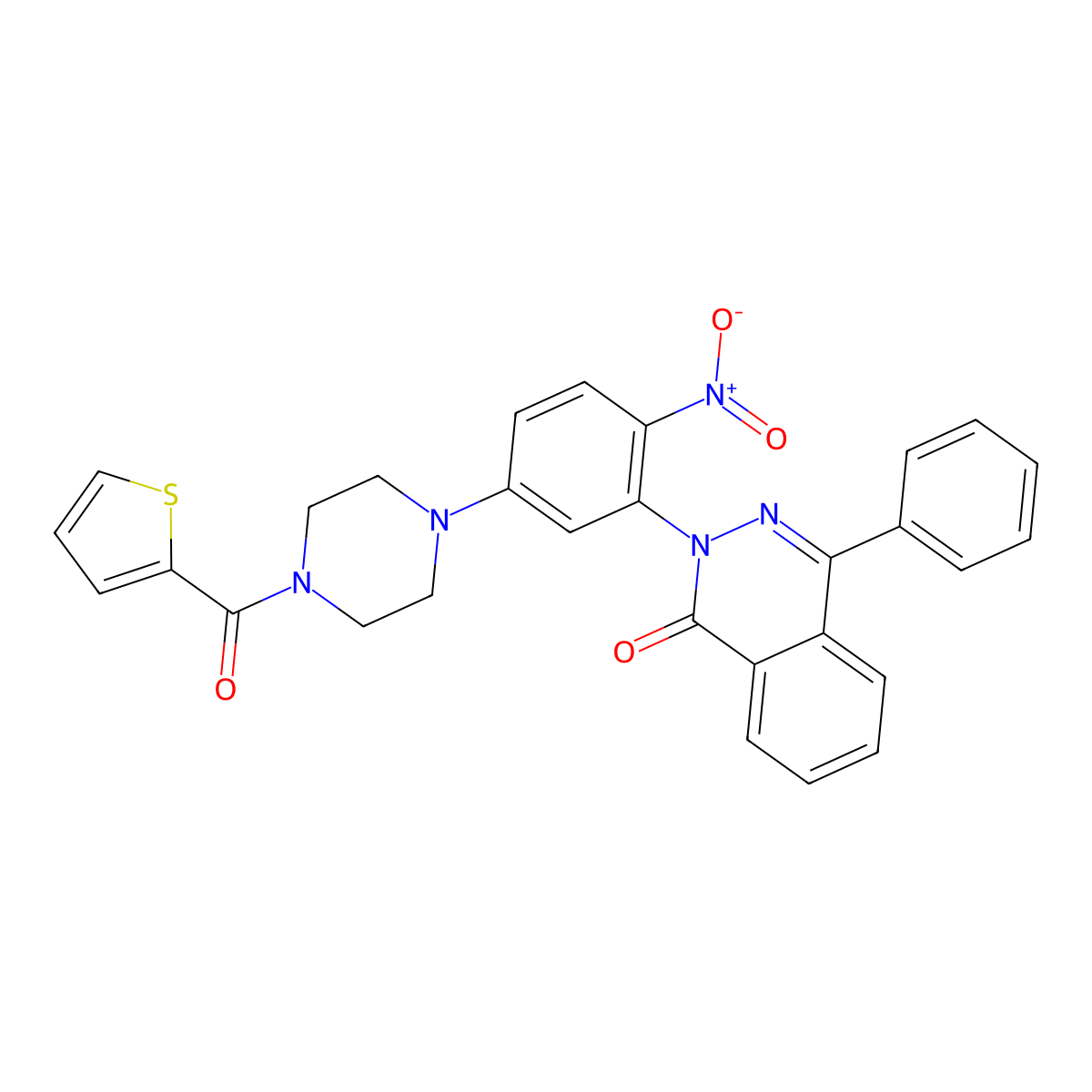 2-[2-Nitro-5-[4-(thiophene-2-carbonyl)piperazin-1-yl]phenyl]-4-phenylphthalazin-1-one molecular structure, CAS 662164-26-3