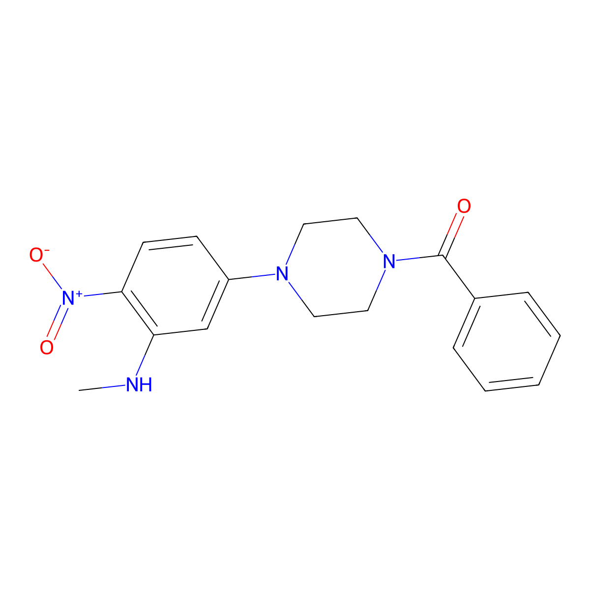 [4-[3-(Methylamino)-4-nitrophenyl]piperazin-1-yl]-phenylmethanone molecular structure, CAS 662164-30-9