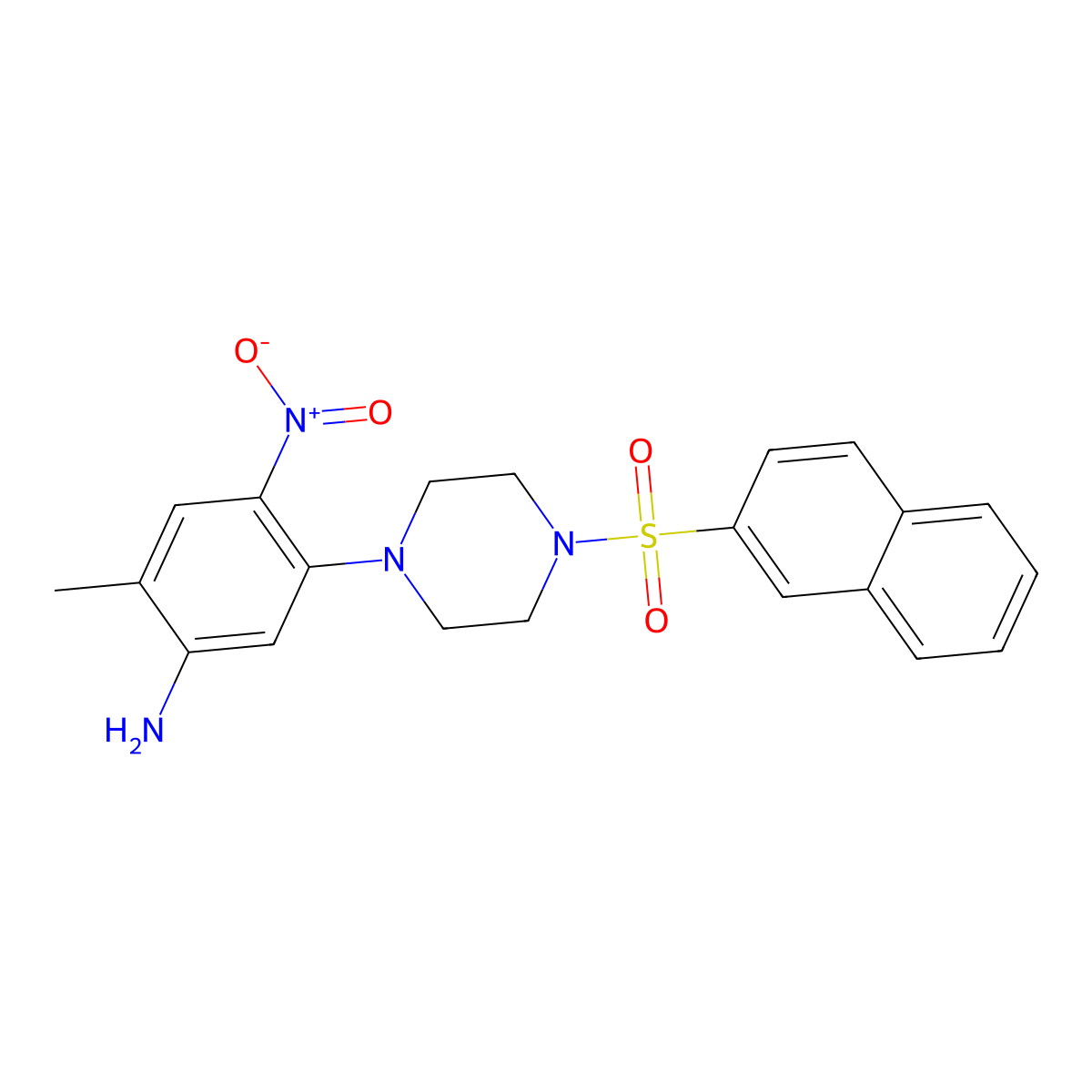 2-Methyl-5-(4-naphthalen-2-ylsulfonylpiperazin-1-yl)-4-nitroaniline molecular structure, CAS 662164-42-3