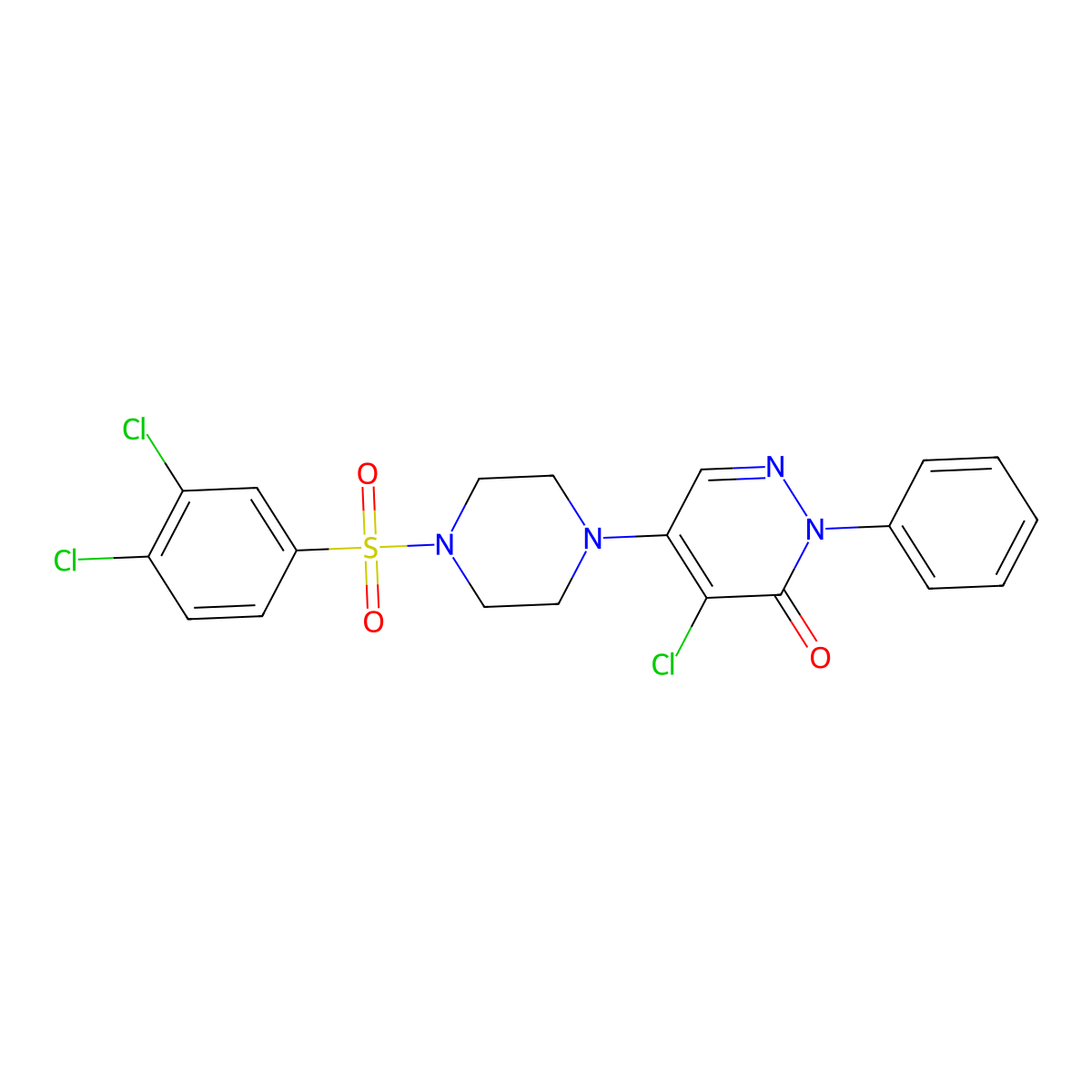 4-Chloro-5-[4-(3,4-dichlorophenyl)sulfonylpiperazin-1-yl]-2-phenylpyridazin-3-one molecular structure, CAS 662164-45-6