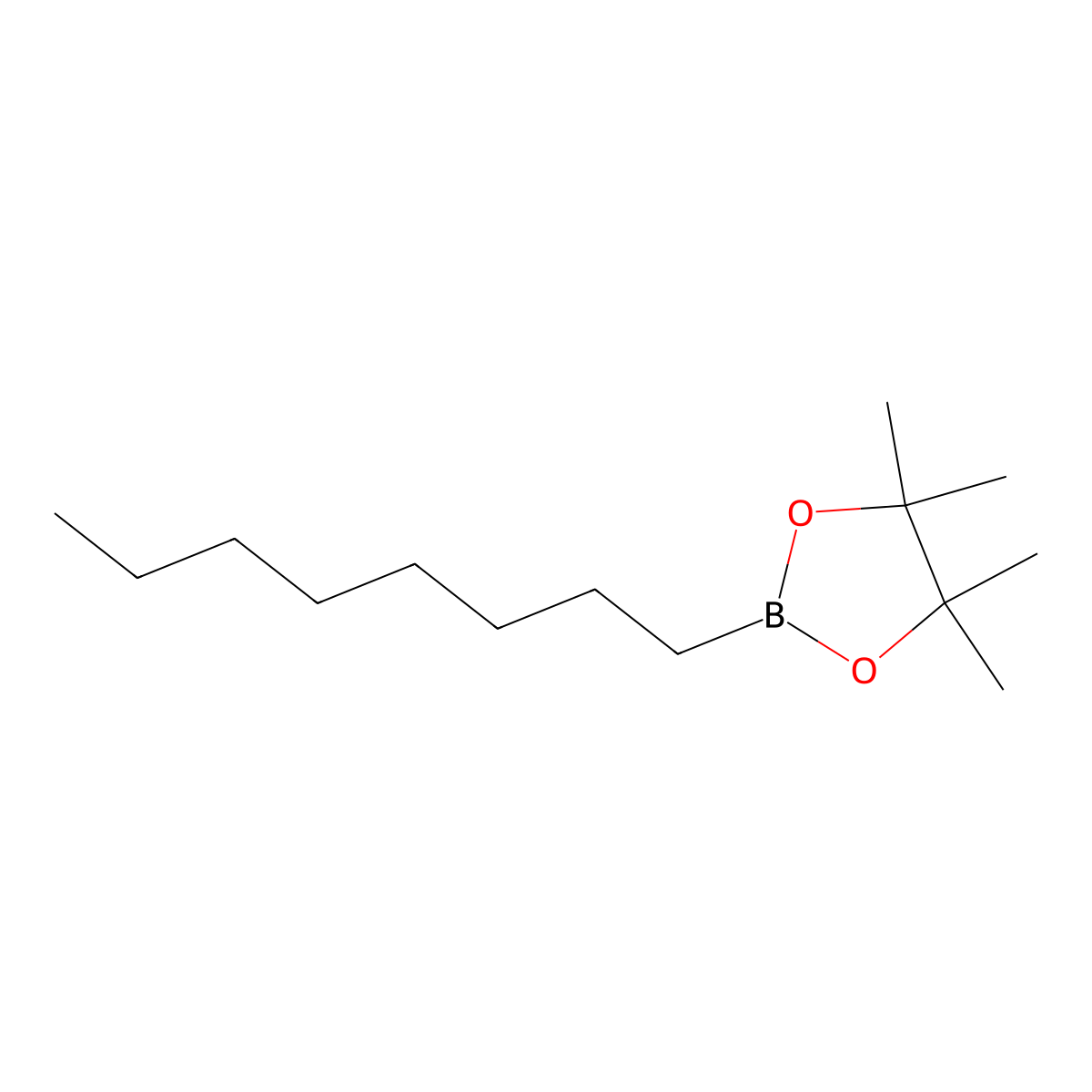 1,3,2-Dioxaborolane, 4,4,5,5-tetramethyl-2-octyl- molecular structure, CAS 66217-56-9