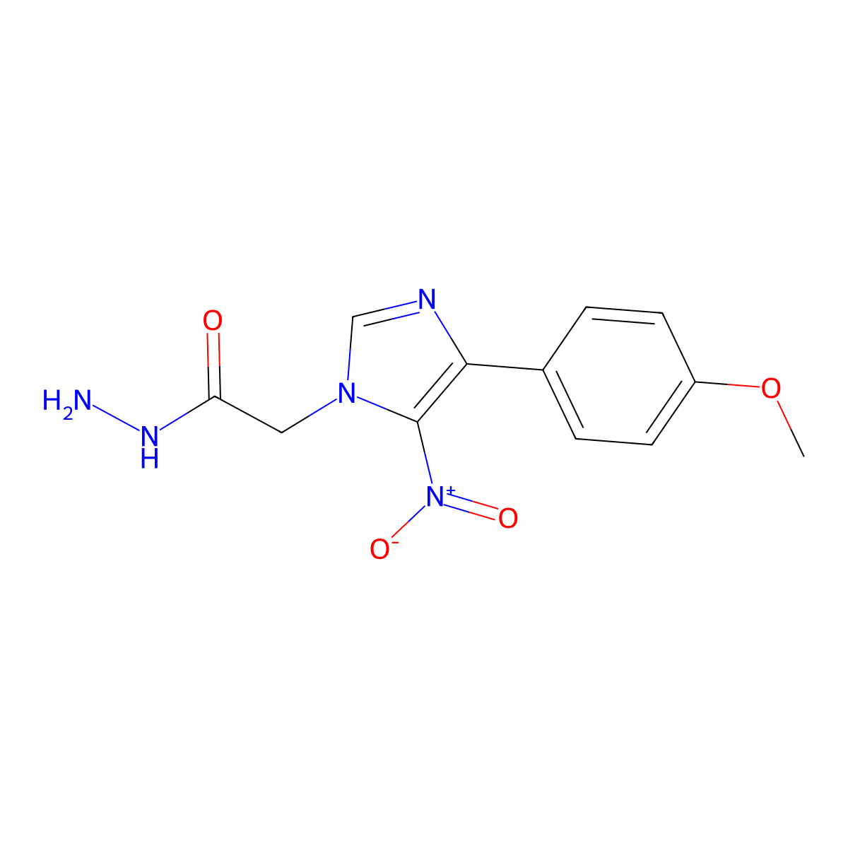 2-[4-(4-Methoxyphenyl)-5-nitroimidazol-1-yl]acetohydrazide molecular structure, CAS 66222-81-9