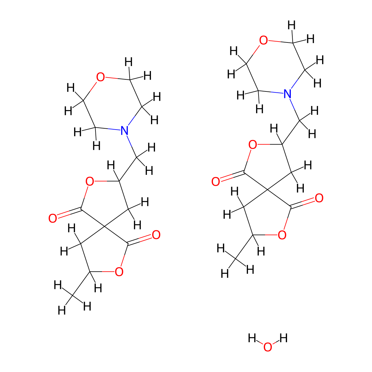 2,7-Dioxaspiro(4.4)nonane-1,6-dione, 3-methyl-8-(4-morpholinylmethyl)-, hydrate (2:1) molecular structure, CAS 66223-13-0