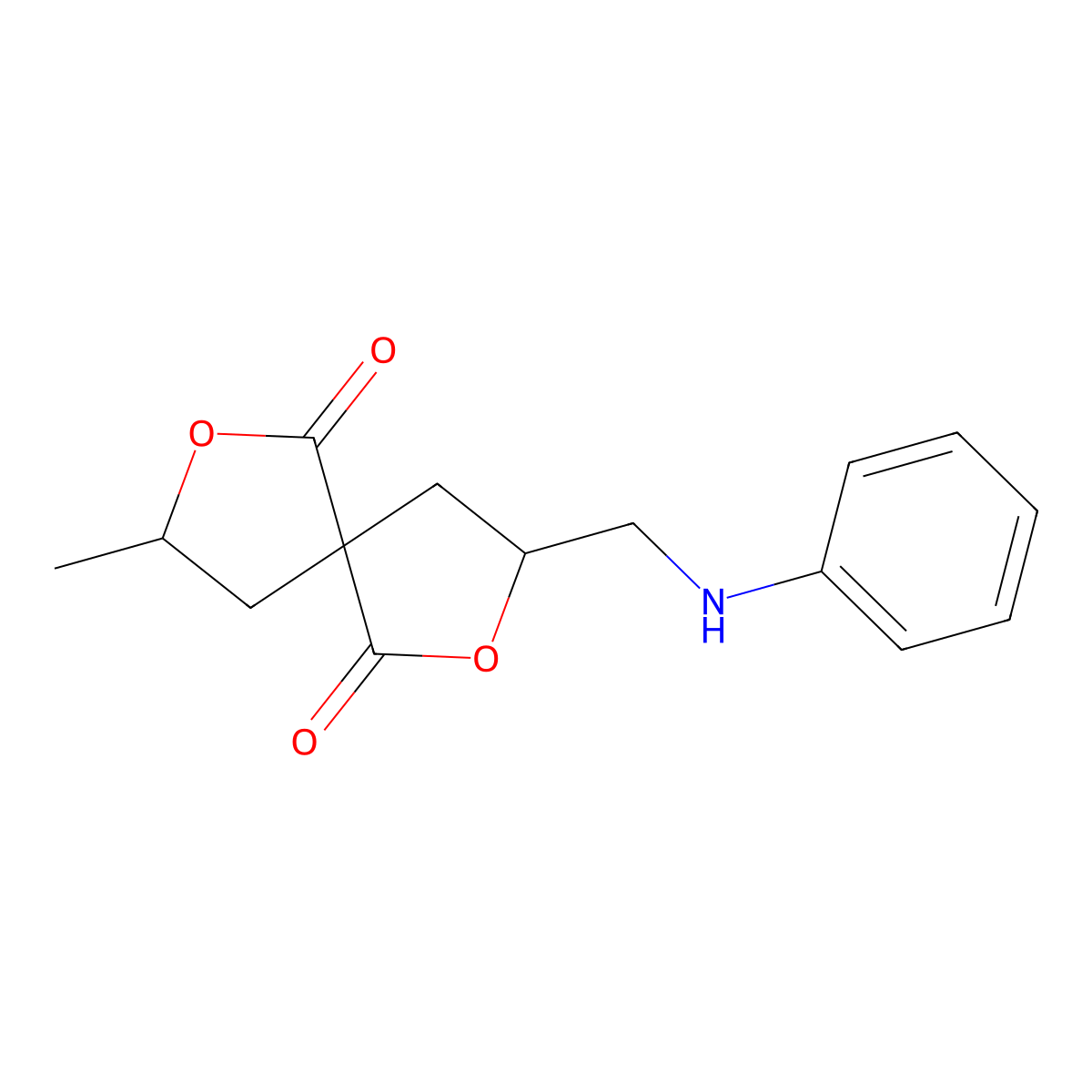 2,7-Dioxaspiro(4.4)nonane-1,6-dione, 3-methyl-8-((phenylamino)methyl)- molecular structure, CAS 66223-16-3
