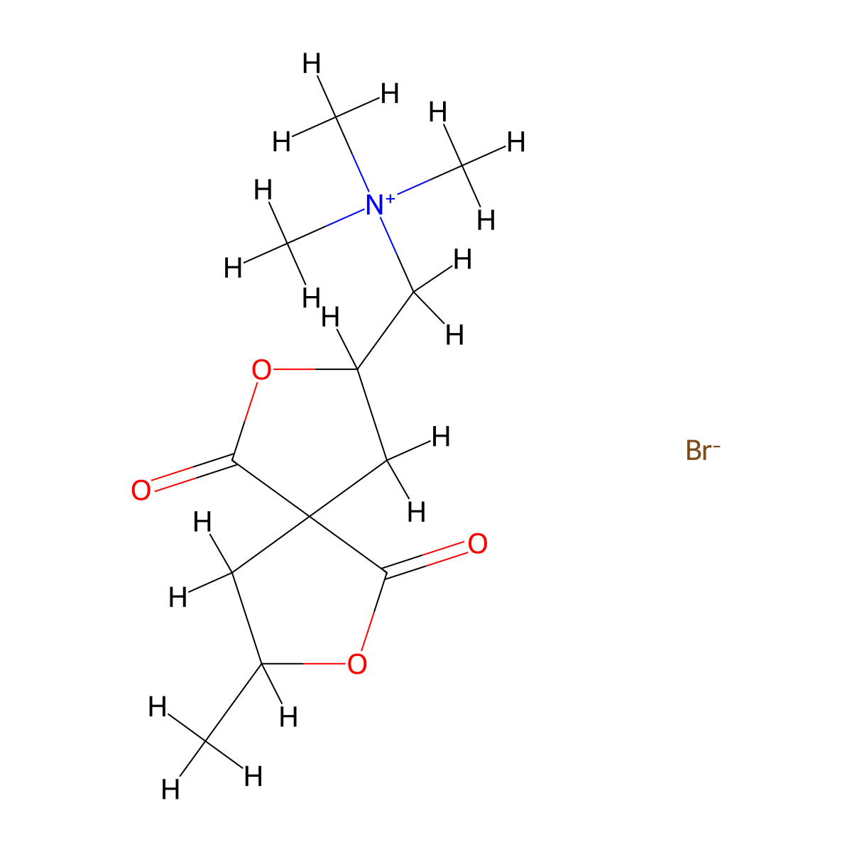 2,7-Dioxaspiro(4.4)nonane-3-methanaminium, 1,6-dioxo-N,N,N,8-tetramethyl-, bromide molecular structure, CAS 66223-19-6