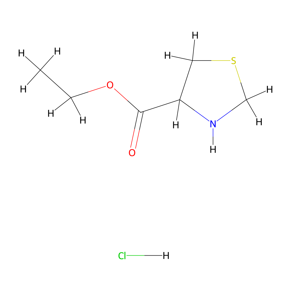 Ethyl 1,3-thiazolidine-4-carboxylate hydrochloride molecular structure, CAS 66223-38-9