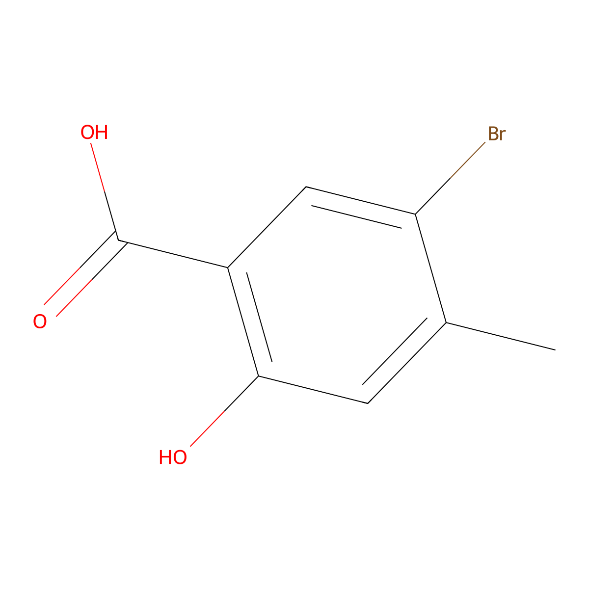 5-Bromo-2-hydroxy-4-methylbenzoic acid molecular structure, CAS 6623-35-4