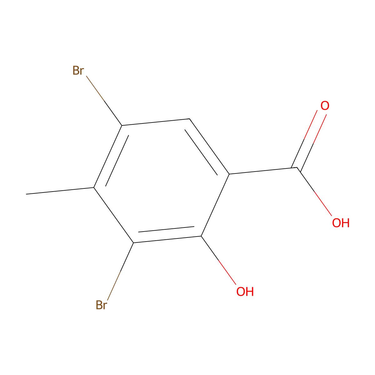 3,5-Dibromo-2-hydroxy-4-methylbenzoic acid molecular structure, CAS 6623-36-5