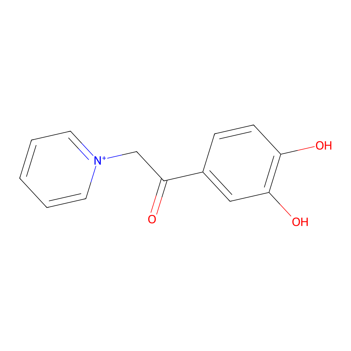 1-[2-(3,4-Dihydroxyphenyl)-2-oxoethyl]pyridinium molecular structure, CAS 6623-55-8