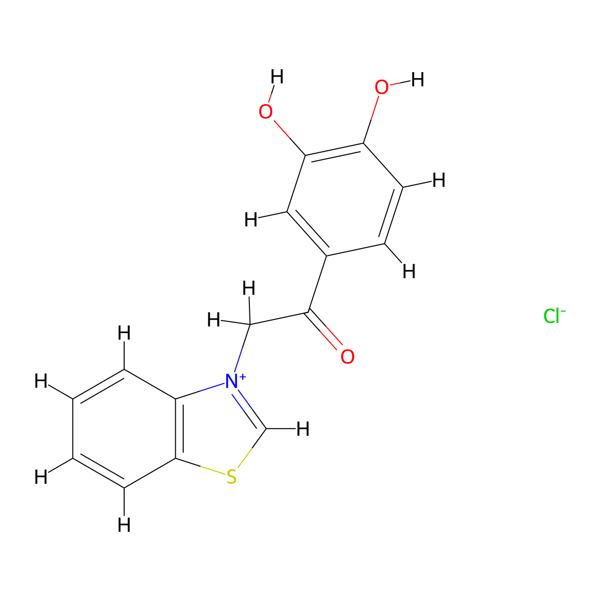 3-[2-(3,4-Dihydroxyphenyl)-2-oxoethyl]-1,3-benzothiazol-3-ium chloride molecular structure, CAS 6623-57-0