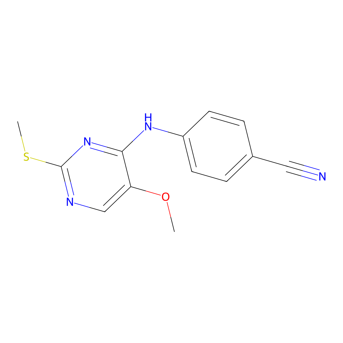 4-{[5-Methoxy-2-(methylsulfanyl)pyrimidin-4-yl]amino}benzonitrile molecular structure, CAS 6623-82-1