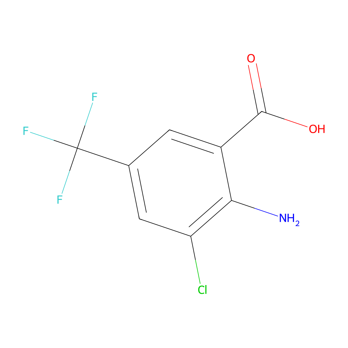 2-Amino-3-chloro-5-(trifluoromethyl)benzoic acid molecular structure, CAS 66232-38-0