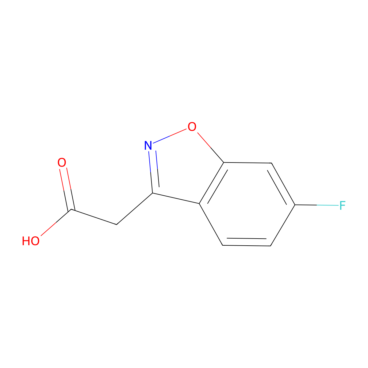6-Fluoro-1,2-benzisoxazole-3-acetic acid molecular structure, CAS 66233-72-5