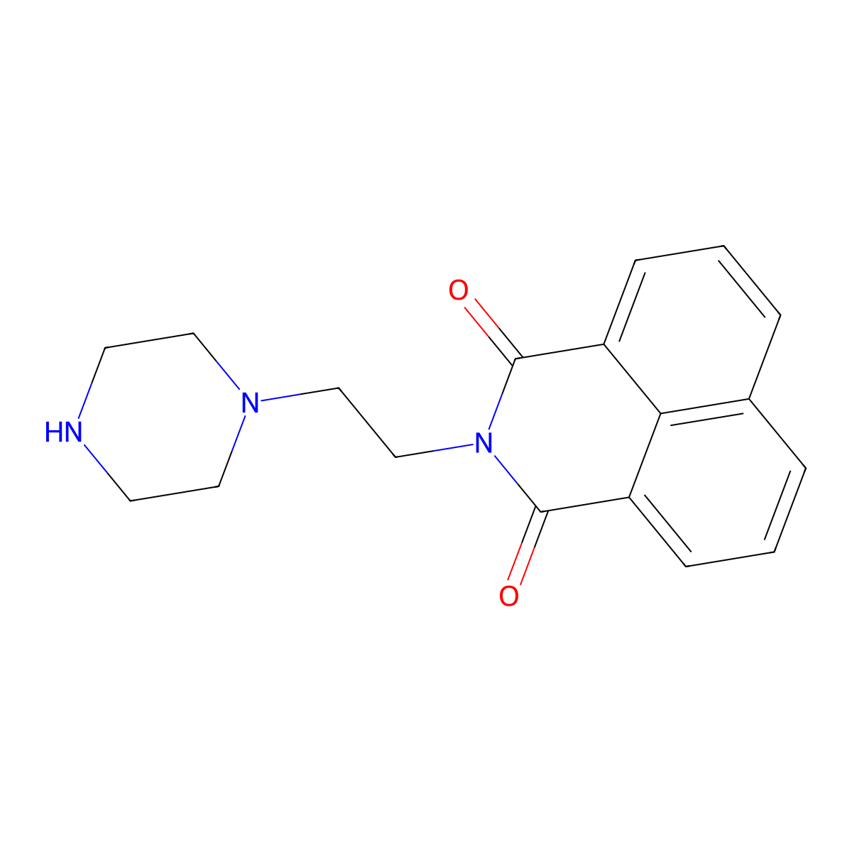 2-(2-piperazin-1-ylethyl)-1H-benzo[de]isoquinoline-1,3(2H)-dione molecular structure, CAS 66235-11-8