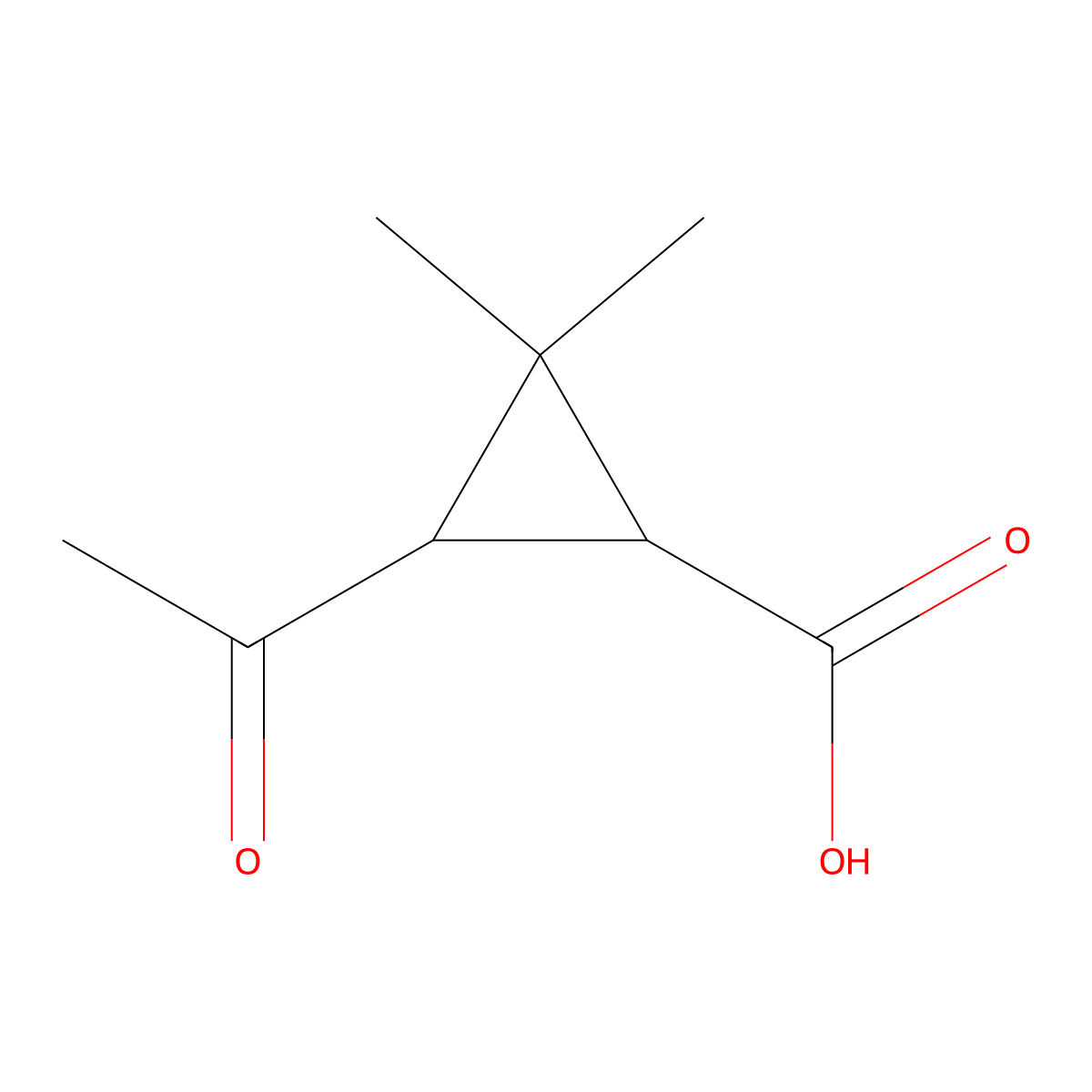 Rac-(1r,3r)-3-acetyl-2,2-dimethylcyclopropane-1-carboxylic acid molecular structure, CAS 66236-36-0