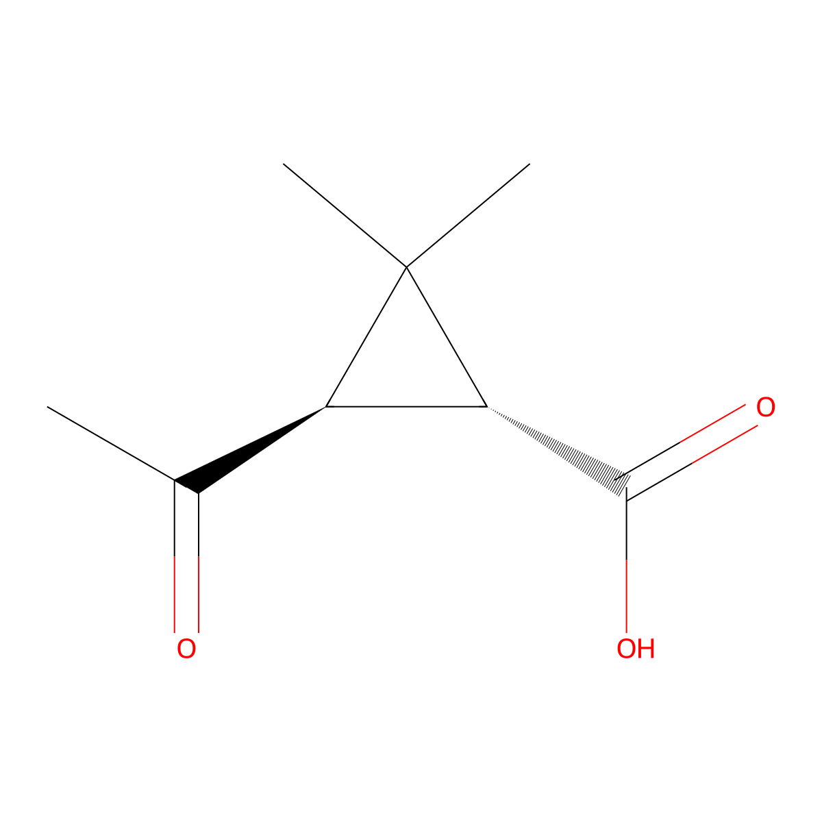 Rac-(1r,3r)-3-acetyl-2,2-dimethylcyclopropane-1-carboxylic acid molecular structure, CAS 66236-36-0