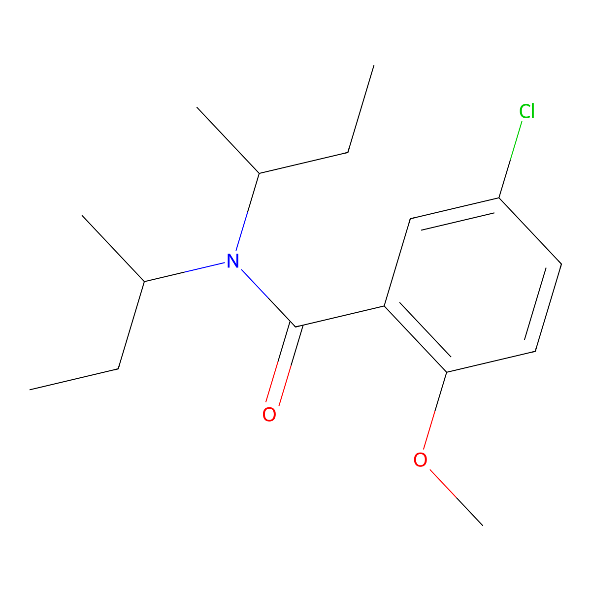 N,N-di(butan-2-yl)-5-chloro-2-methoxybenzamide molecular structure, CAS 66237-42-1