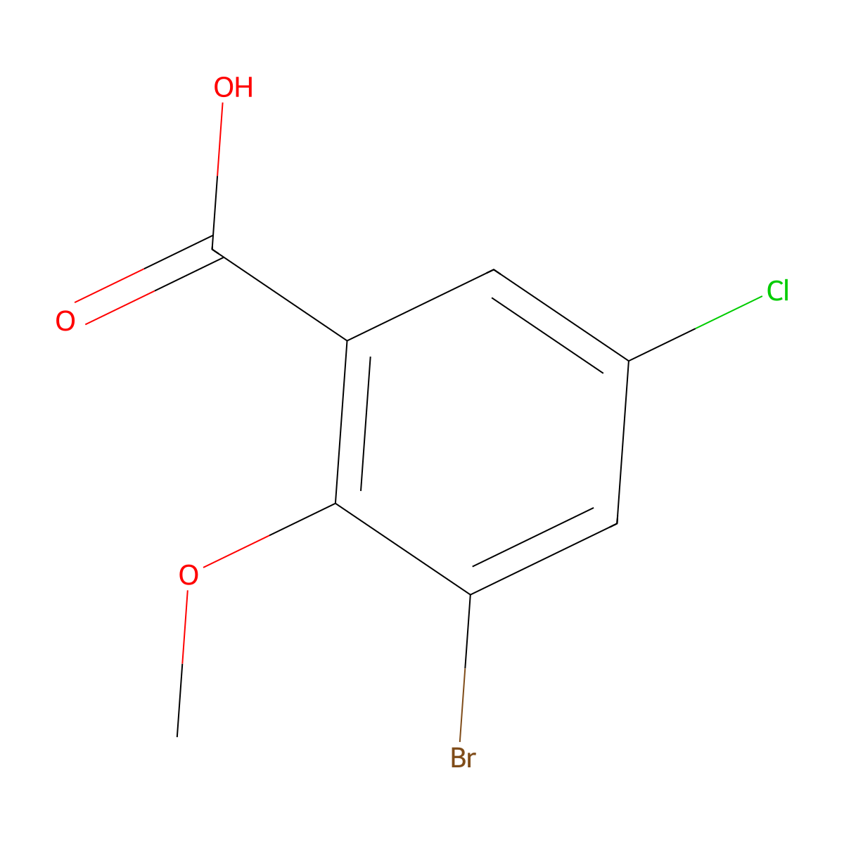 3-Bromo-5-chloro-2-methoxybenzoic acid molecular structure, CAS 66237-57-8