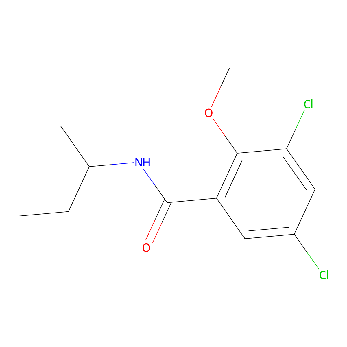 3,5-Dichloro-2-methoxy-N-(1-methylpropyl)benzamide molecular structure, CAS 66237-59-0