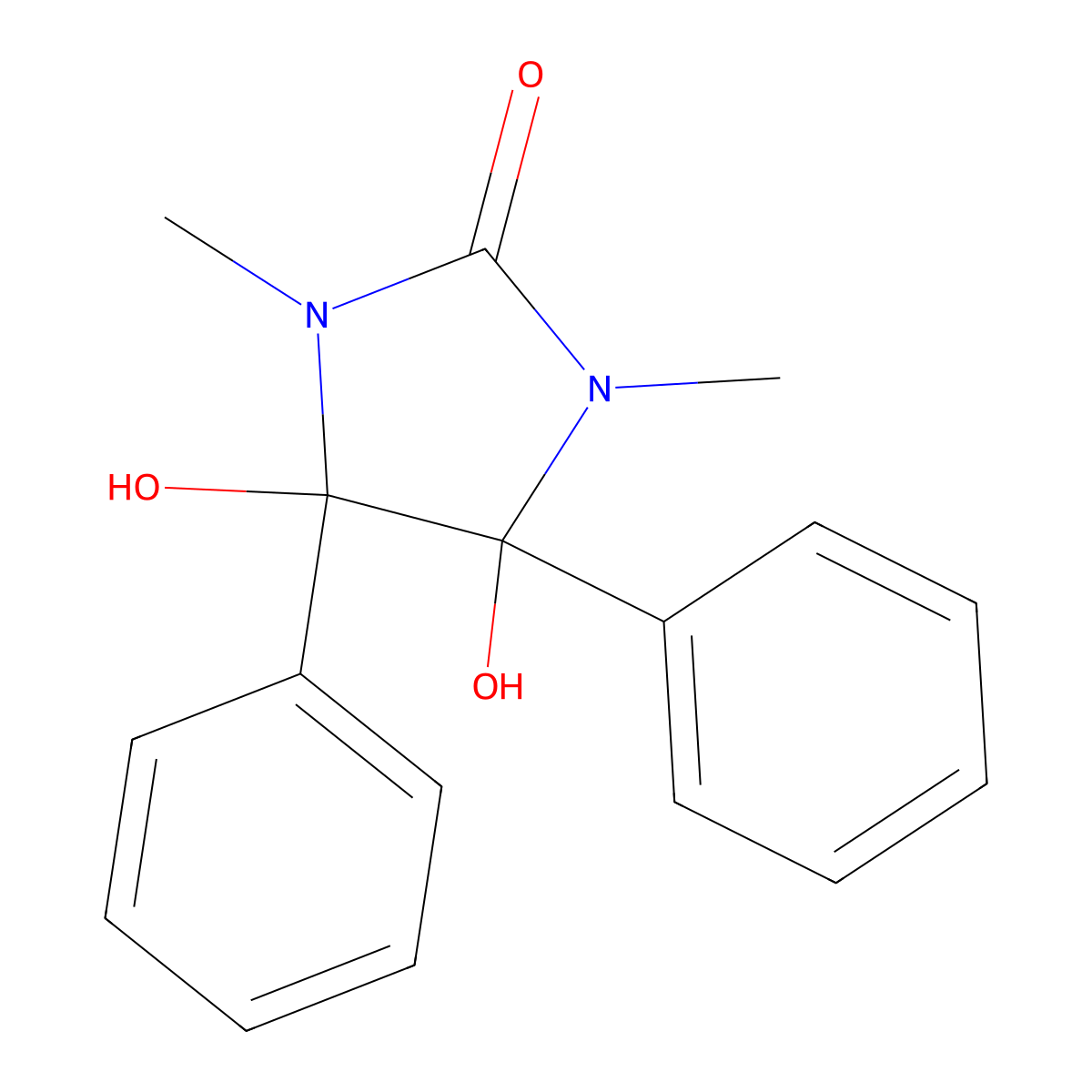 4,5-Dihydroxy-1,3-dimethyl-4,5-diphenylimidazolidin-2-one molecular structure, CAS 66242-64-6