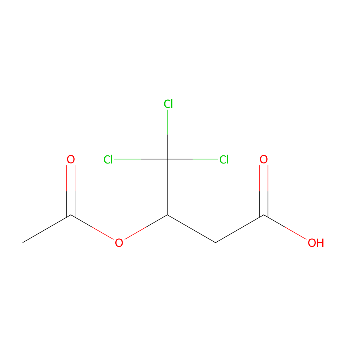 3-Acetyloxy-4,4,4-trichlorobutanoic acid molecular structure, CAS 6625-02-1