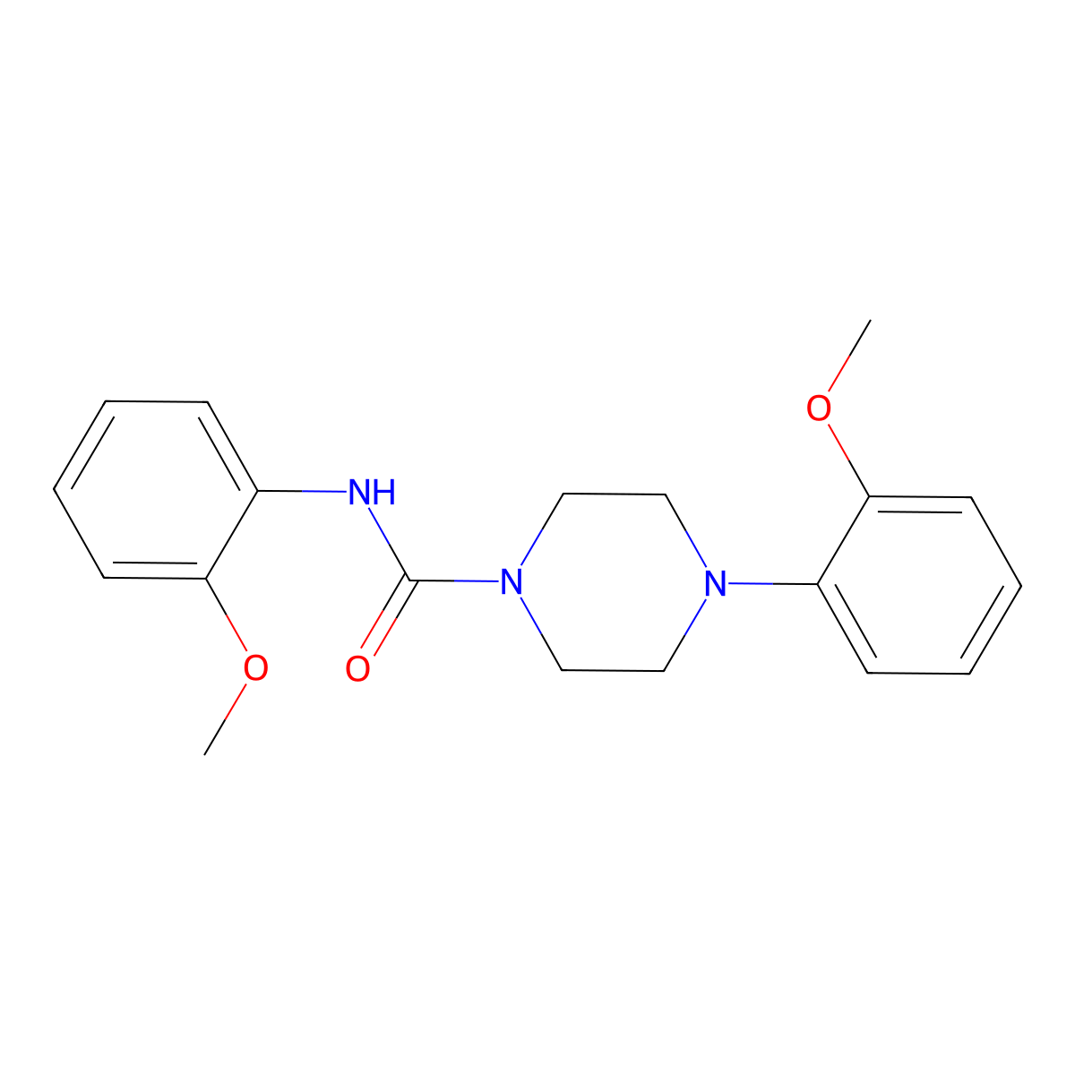 n,4-Bis(2-methoxyphenyl)piperazine-1-carboxamide molecular structure, CAS 6625-32-7