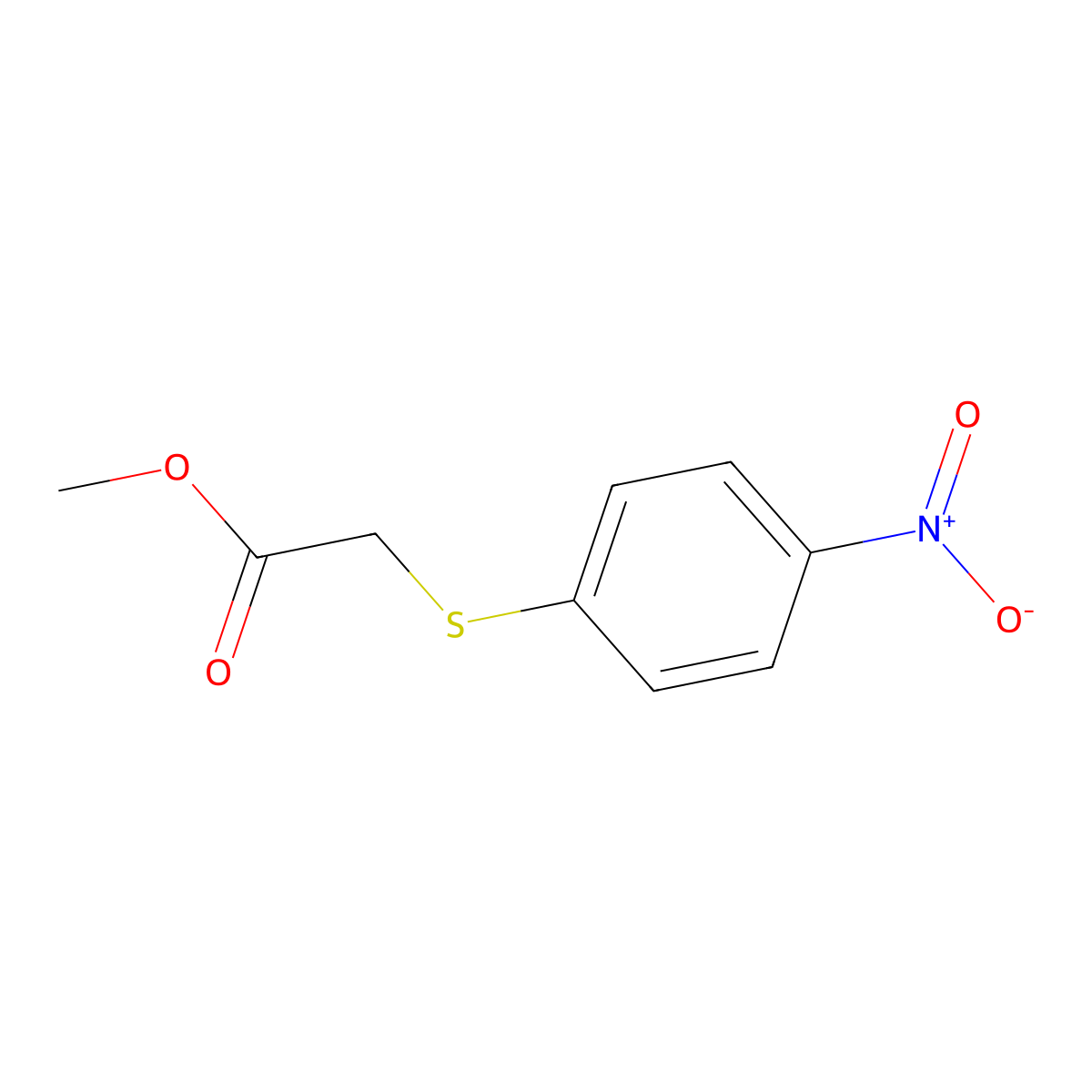 (4-Nitrophenyl)thio acetic acid methyl ester molecular structure, CAS 6625-35-0