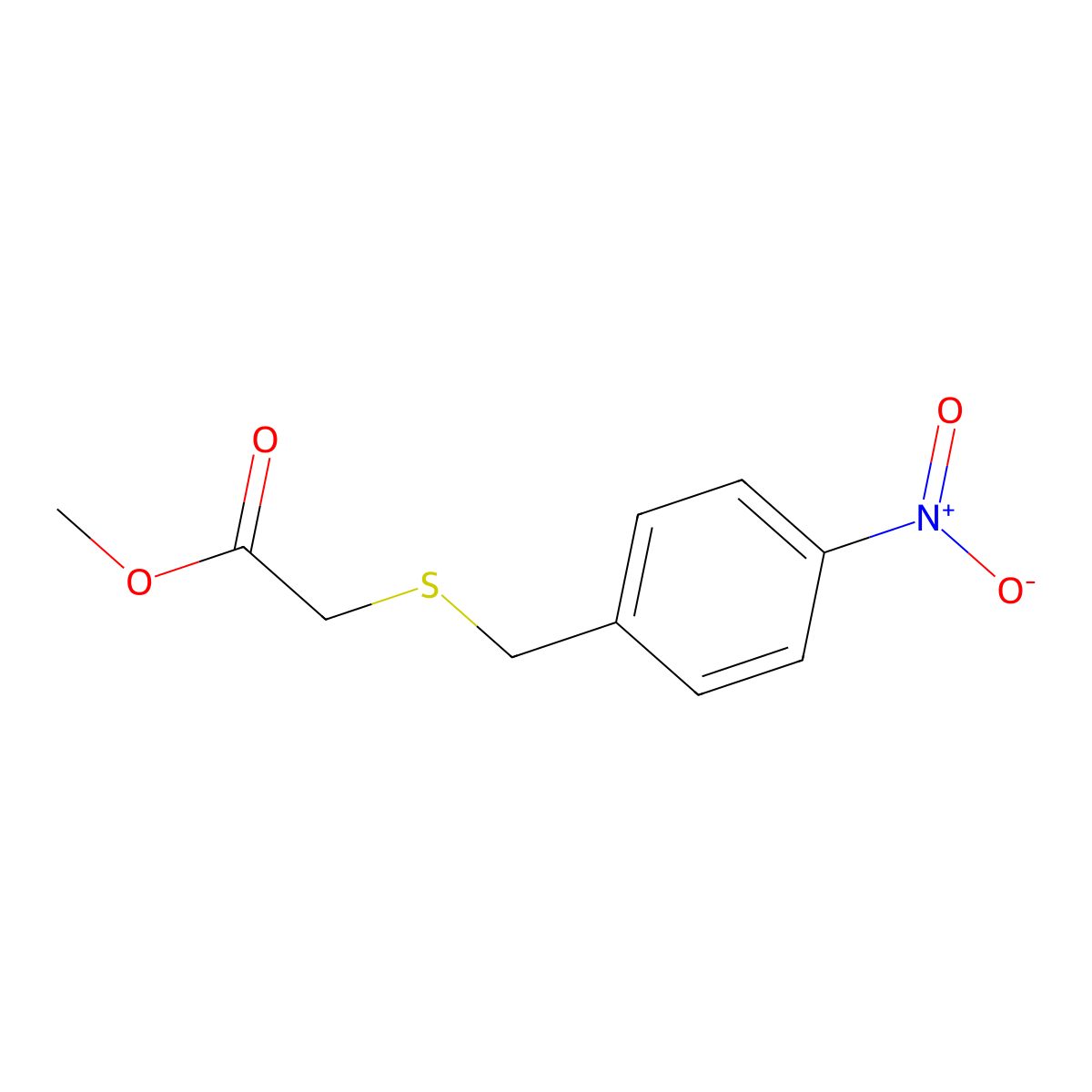 Methyl 2-[(4-nitrophenyl)methylsulfanyl]acetate molecular structure, CAS 6625-36-1
