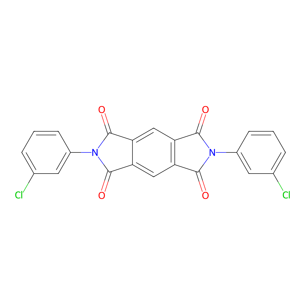 Benzo[1,2-c:4,5-c']dipyrrole-1,3,5,7(2H,6H)-tetrone, 2,6-bis(3-chlorophenyl)- molecular structure, CAS 6626-73-9