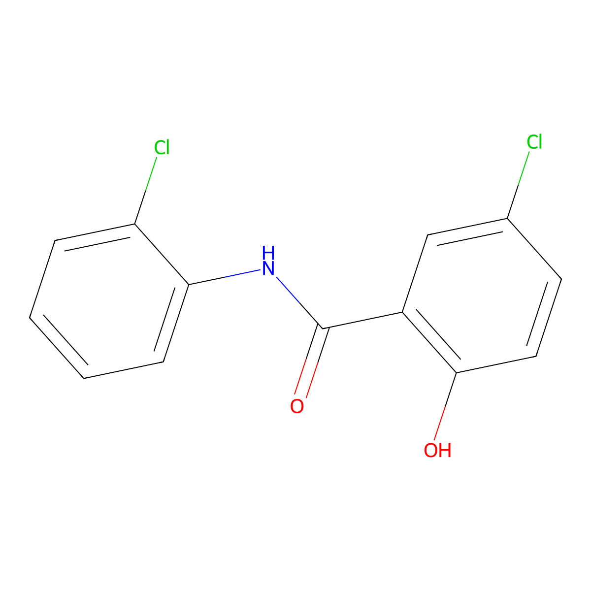 5-chloro-N-(2-chlorophenyl)-2-hydroxybenzamide molecular structure, CAS 6626-92-2