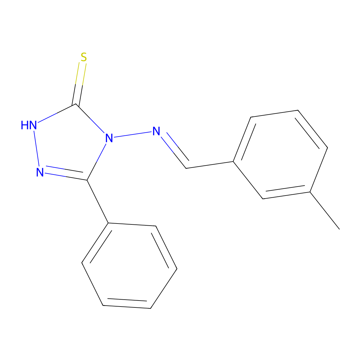 4-[(3-methylphenyl)methylideneamino]-3-phenyl-1H-1,2,4-triazole-5-thione molecular structure, CAS 6627-98-1