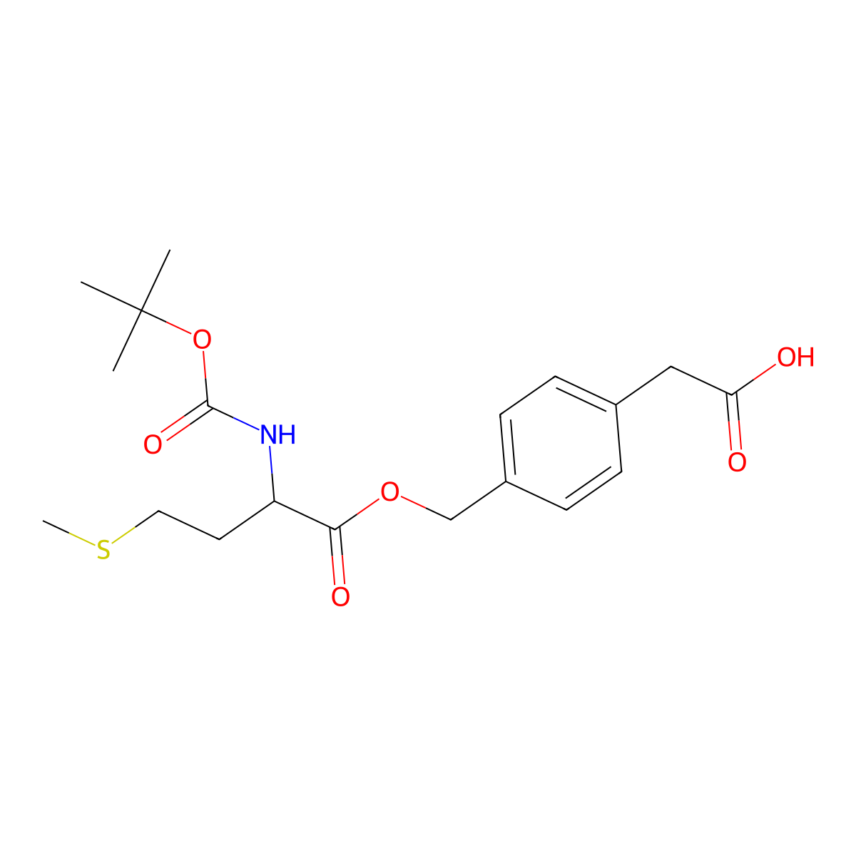 2-[4-[[(2S)-2-[(2-methylpropan-2-yl)oxycarbonylamino]-4-methylsulfanylbutanoyl]oxymethyl]phenyl]acetic acid molecular structure, CAS 66271-05-4