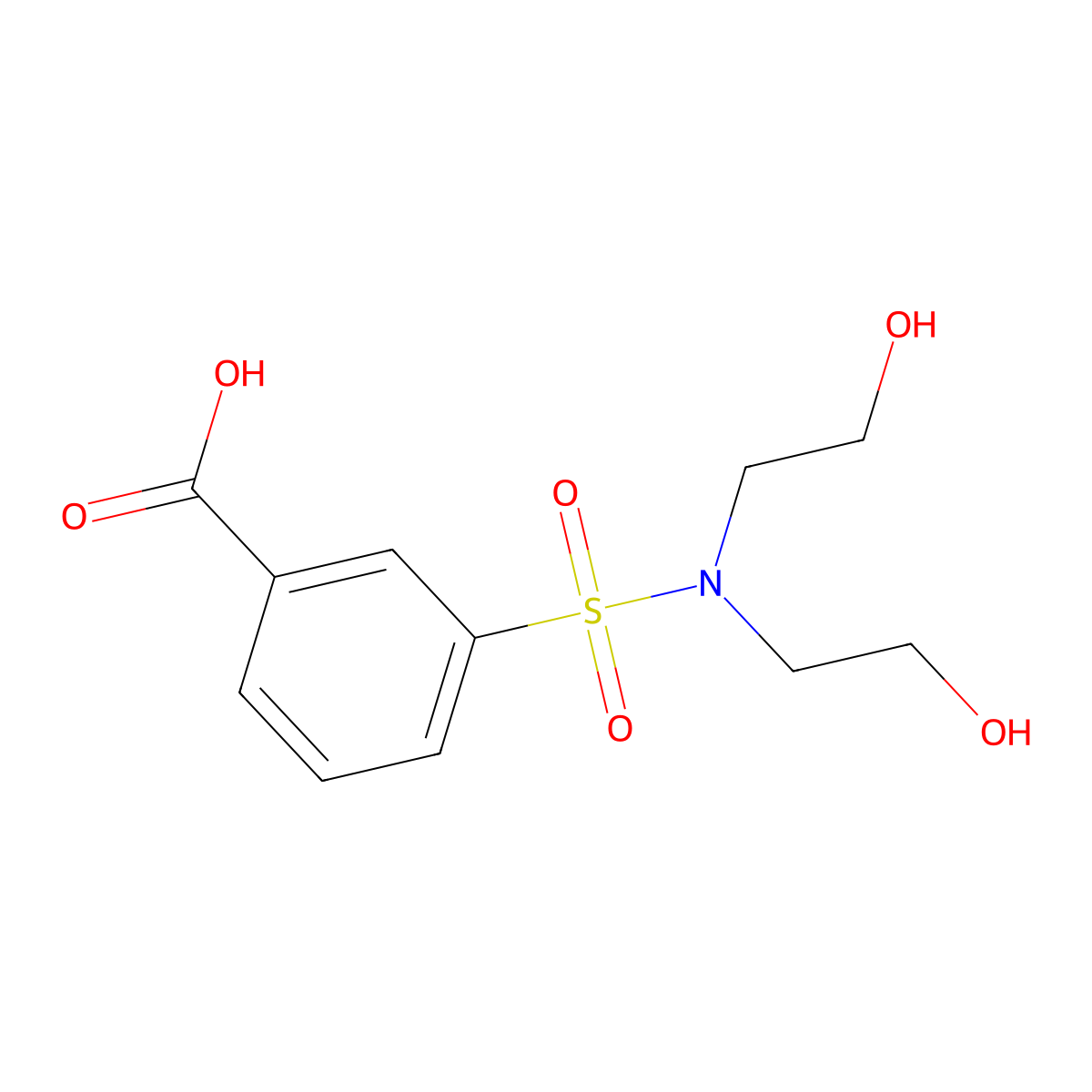 3-[Bis(2-hydroxyethyl)sulfamoyl]benzoic acid molecular structure, CAS 6628-11-1