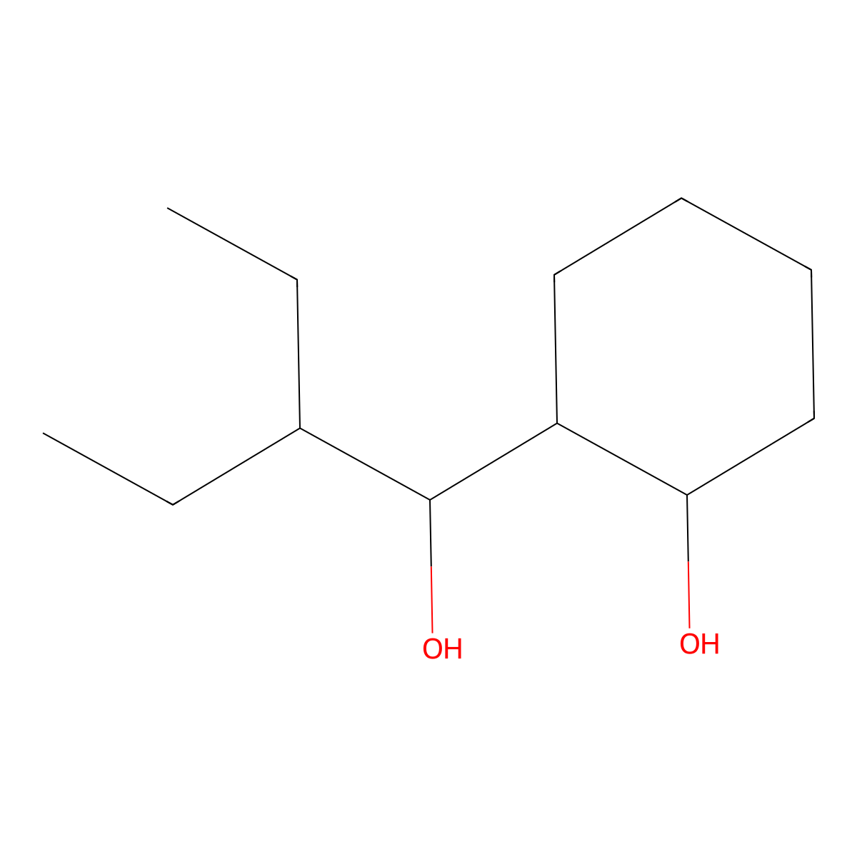 2-(2-Ethyl-1-hydroxybutyl)cyclohexan-1-ol molecular structure, CAS 6628-30-4