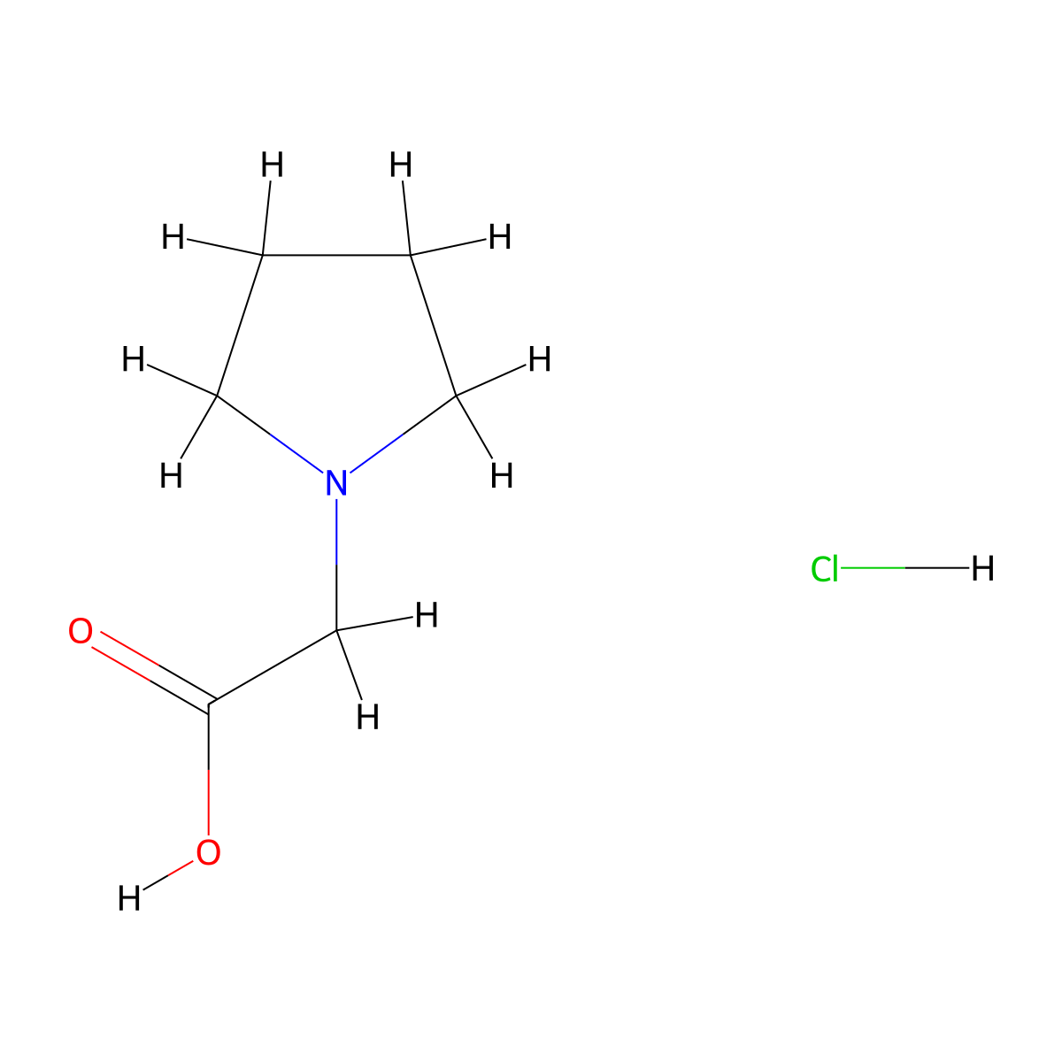 2-(Pyrrolidin-1-yl)acetic acid hydrochloride molecular structure, CAS 6628-74-6