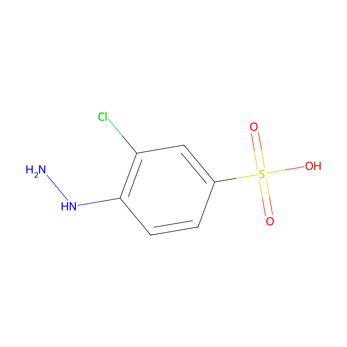 3-Chloro-4-hydrazinobenzenesulfonic acid molecular structure, CAS 6628-76-8