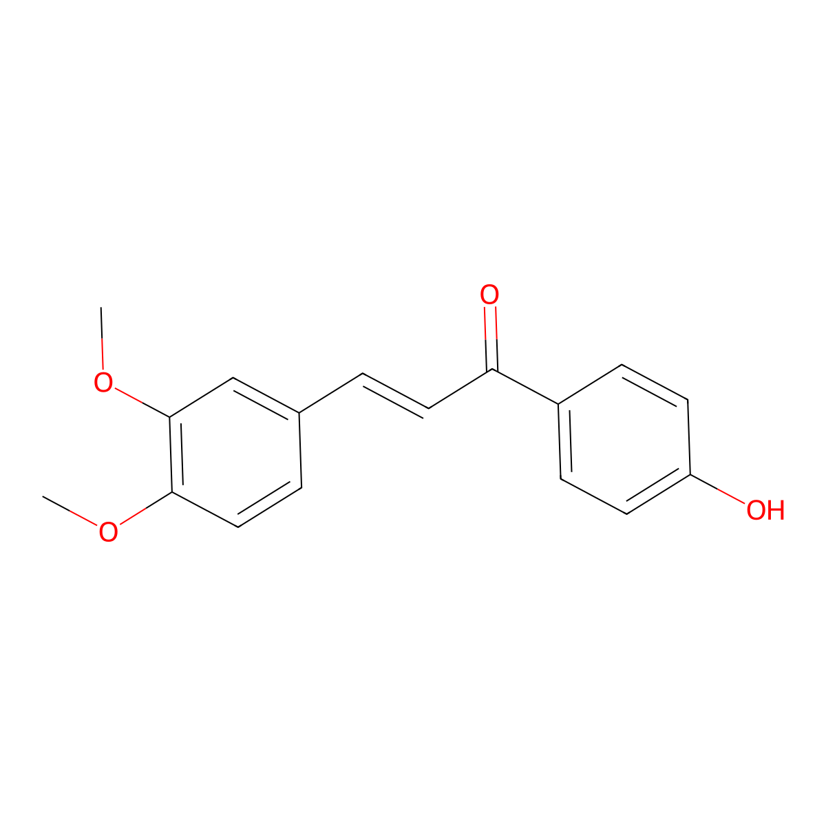 (E)-3-(3,4-dimethoxyphenyl)-1-(4-hydroxyphenyl)prop-2-en-1-one molecular structure, CAS 66281-70-7