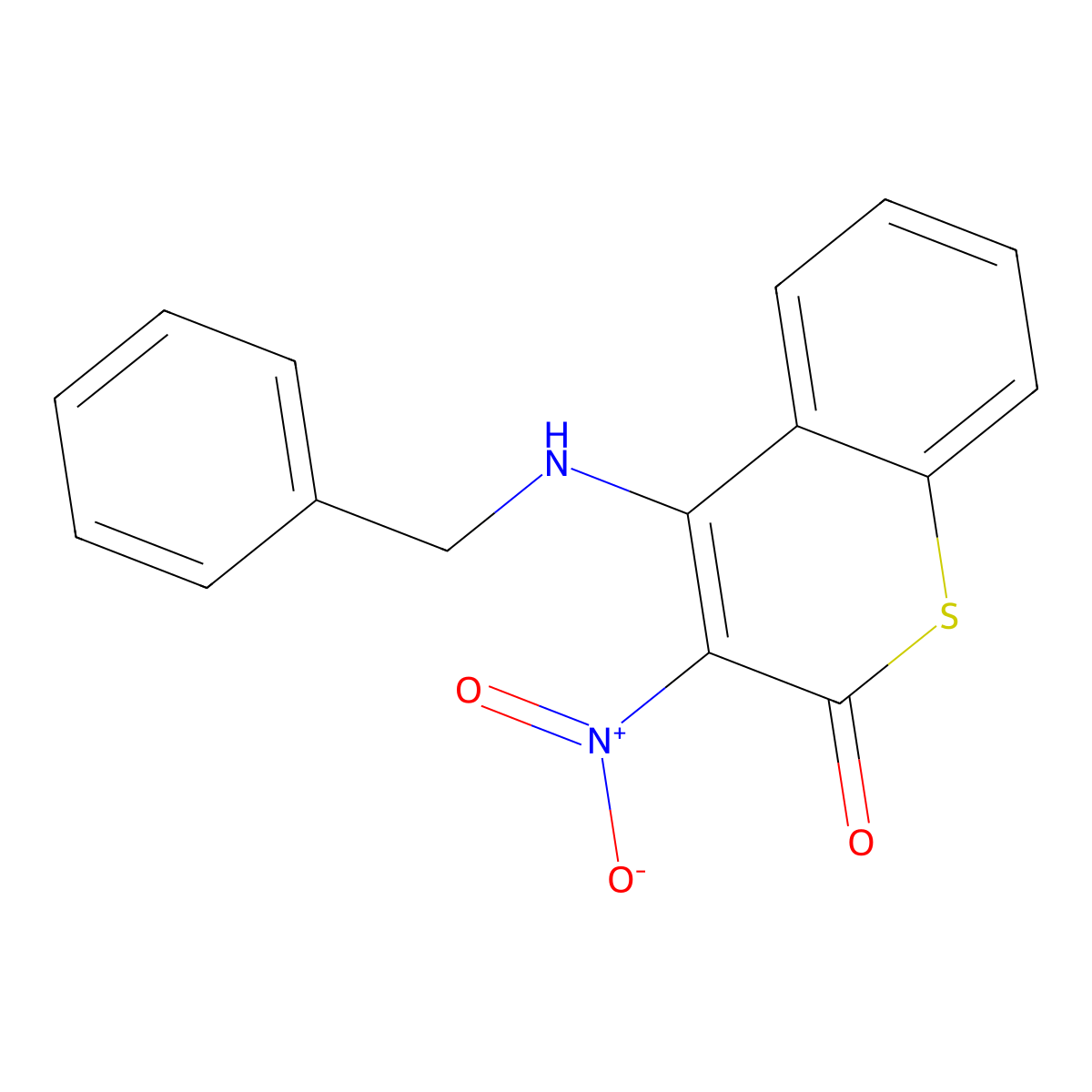 1-Thiocoumarin, 4-benzylamino-3-nitro- molecular structure, CAS 66285-04-9