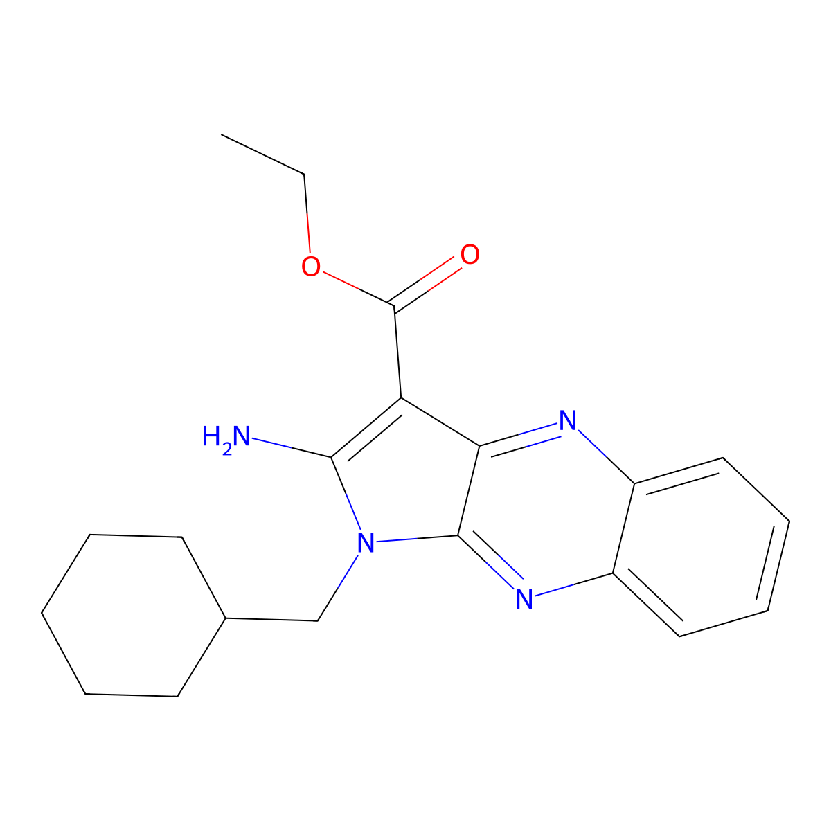 Ethyl 2-amino-1-(cyclohexylmethyl)pyrrolo[3,2-b]quinoxaline-3-carboxylate molecular structure, CAS 6629-58-9