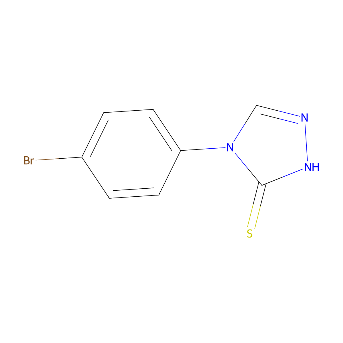 4-(4-Bromophenyl)-2,4-dihydro-3H-1,2,4-triazole-3-thione molecular structure, CAS 66297-57-2