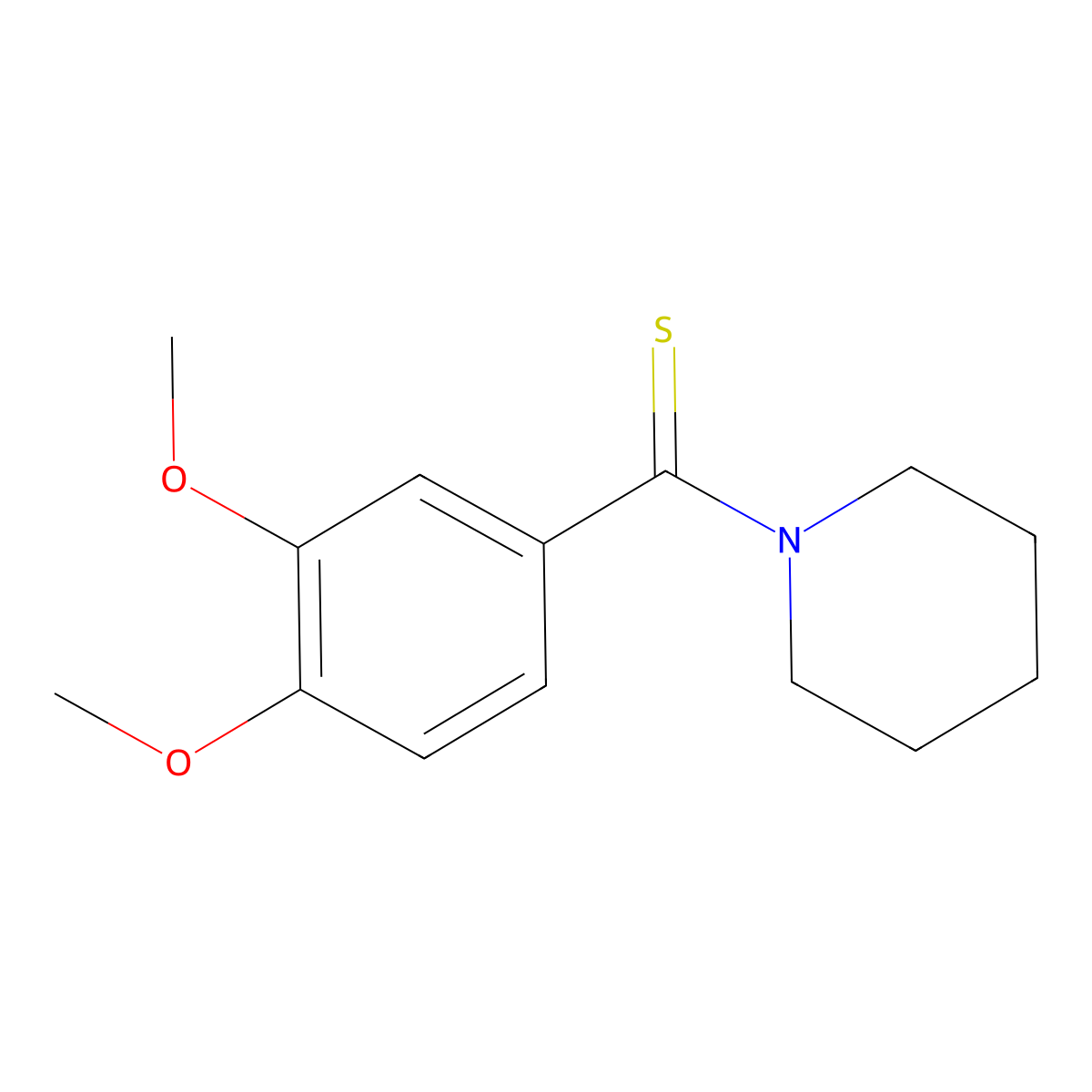 (3,4-Dimethoxyphenyl)(piperidin-1-yl)methanethione molecular structure, CAS 66299-53-4