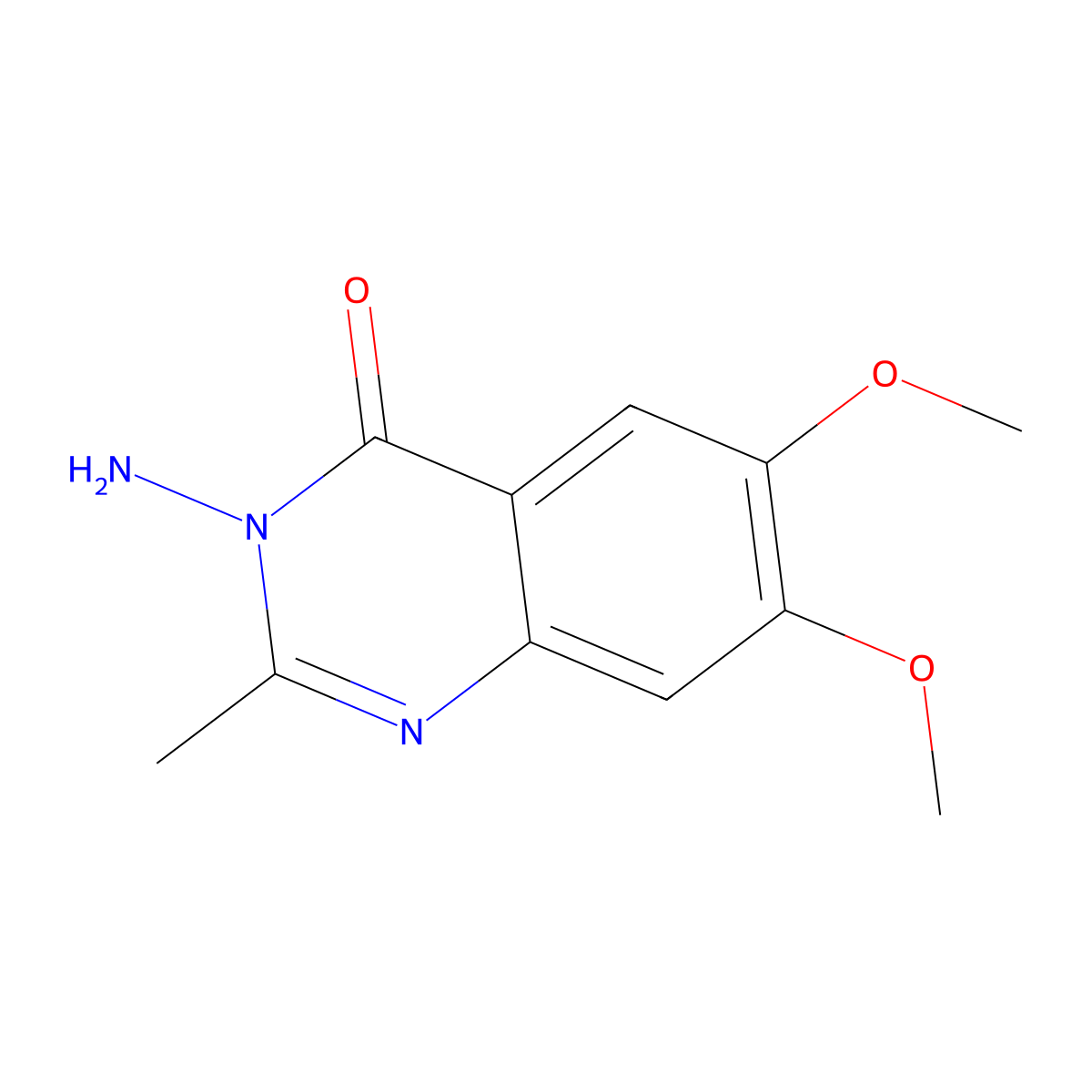 3-amino-6,7-dimethoxy-2-methylquinazolin-4(3H)-one molecular structure, CAS 66299-68-1