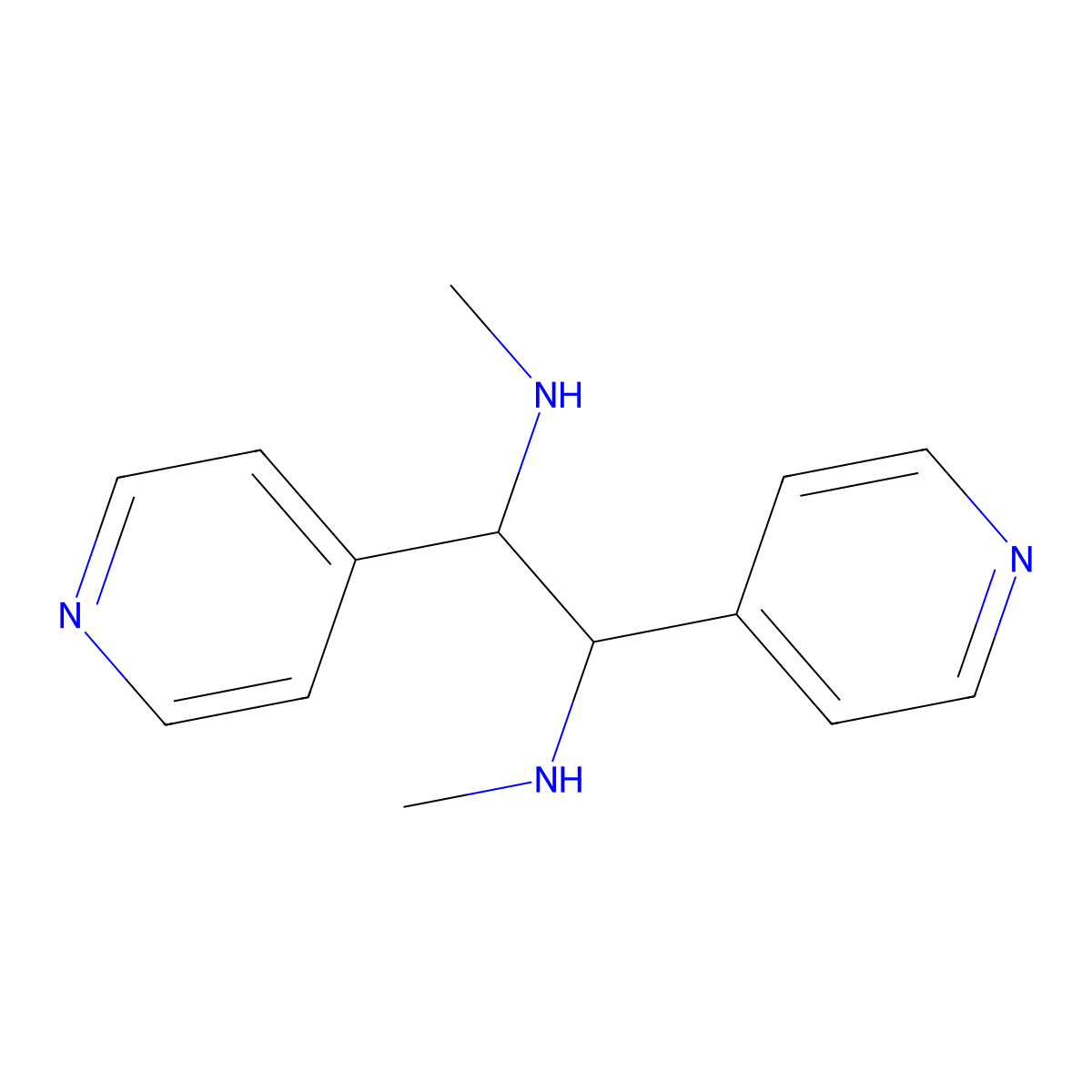 N1,N2-dimethyl-1,2-di(4-pyridinyl)-1,2-ethanediamine molecular structure, CAS 6630-22-4